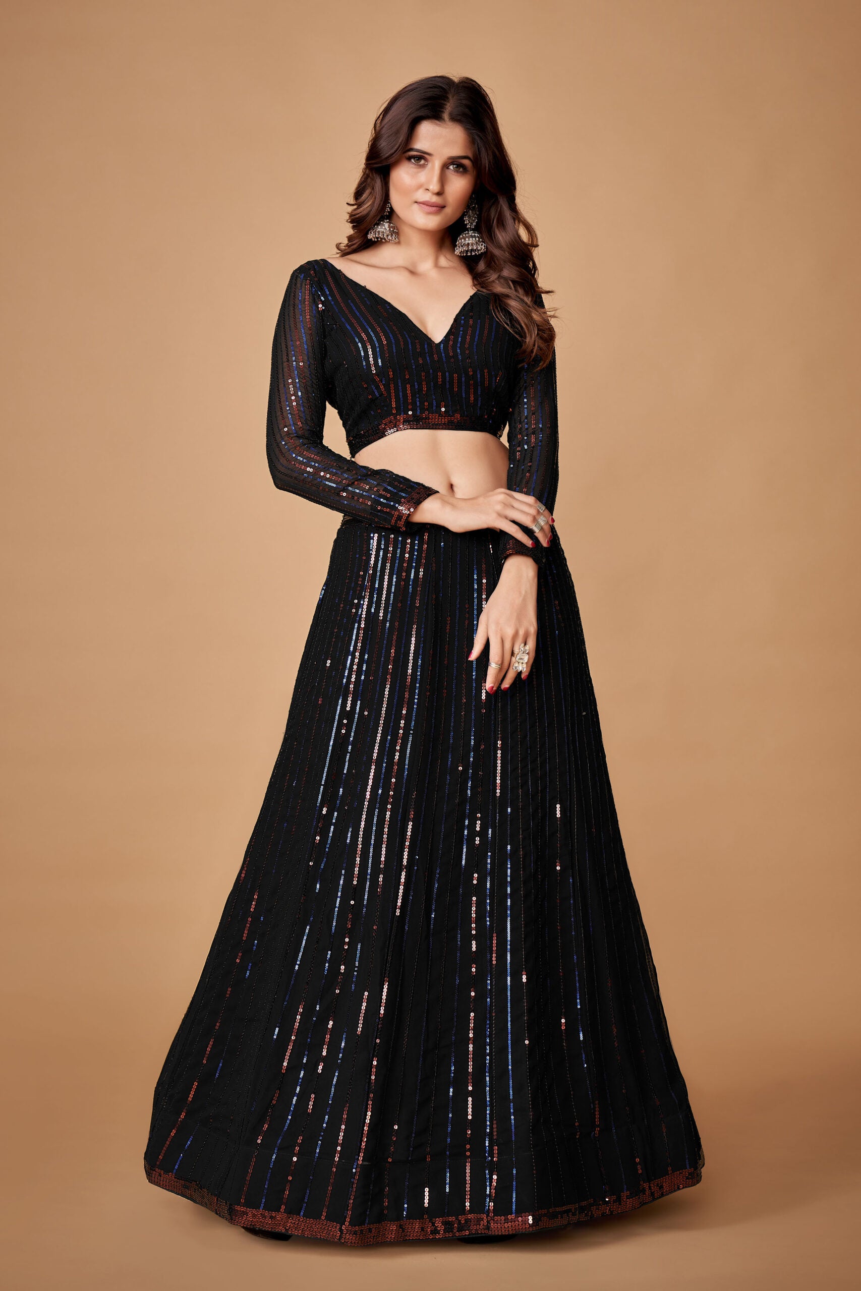 Black Georgette Wedding Sonata Lehenga Choli