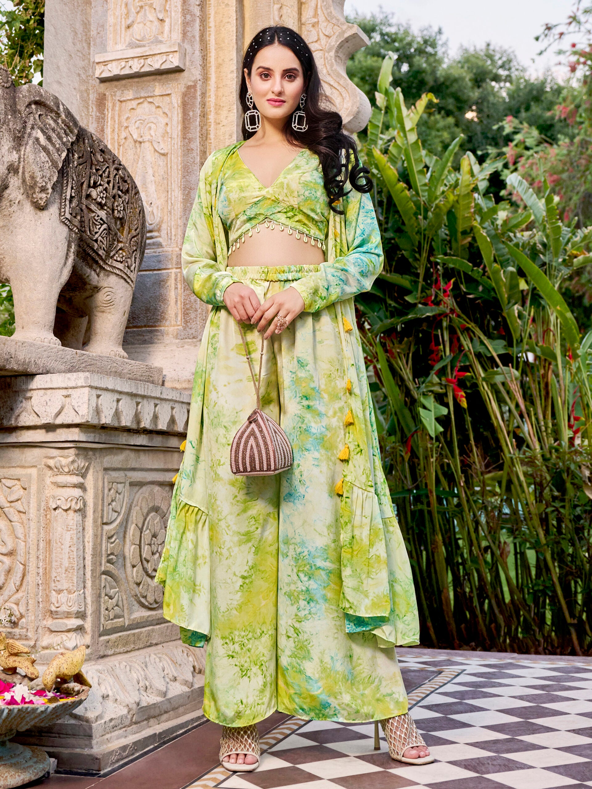 Green Oasis Shibori Silk Ensemble