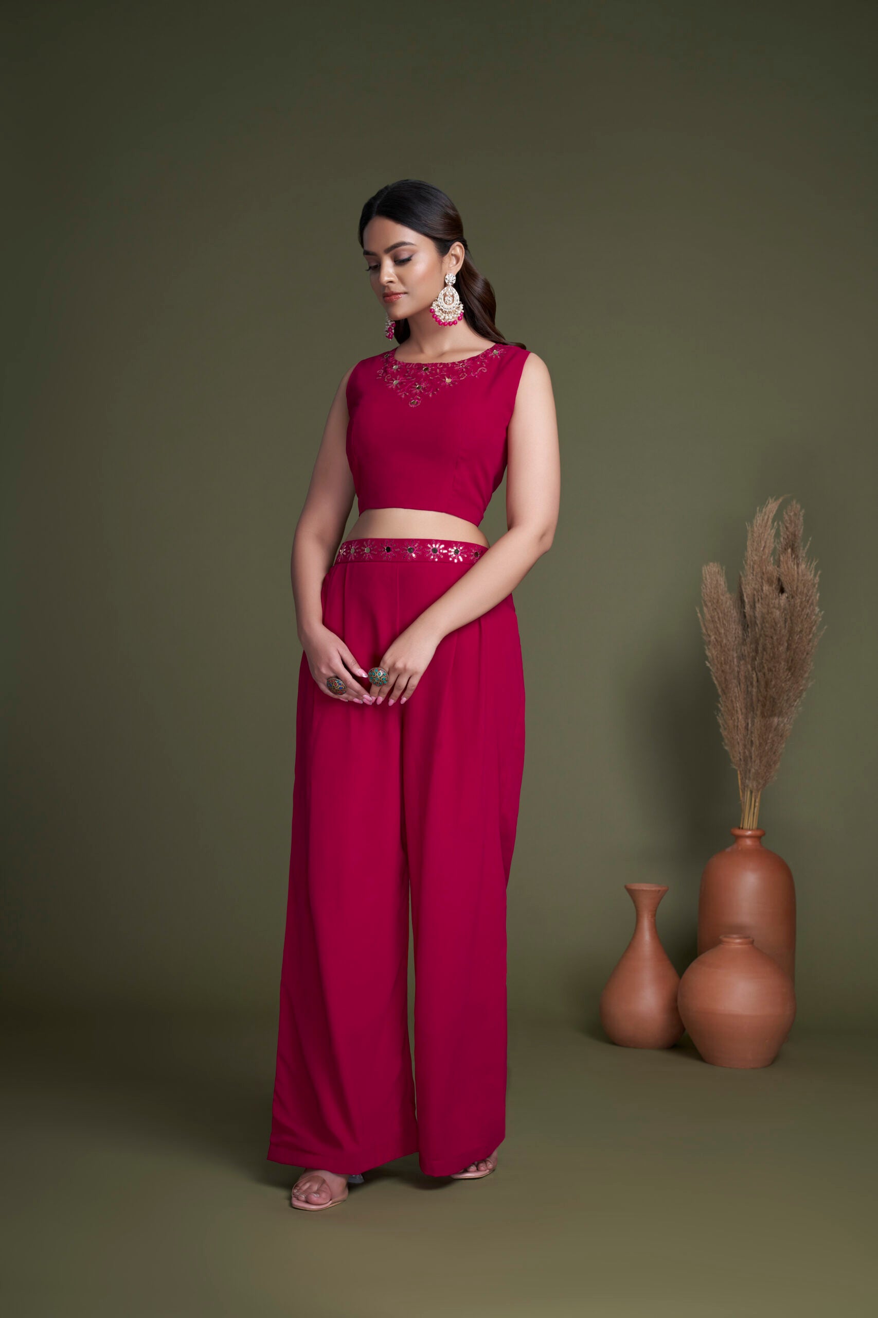 Luxurious Rani ReverieEmbroidery and Mirror Work Co-ord Set