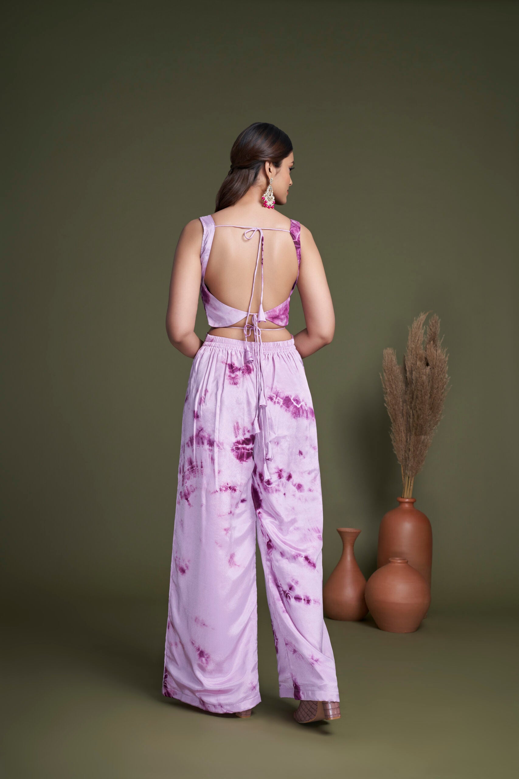 Lavender Mirage Chinon Embroidery and Mirror Work Co-ord Set