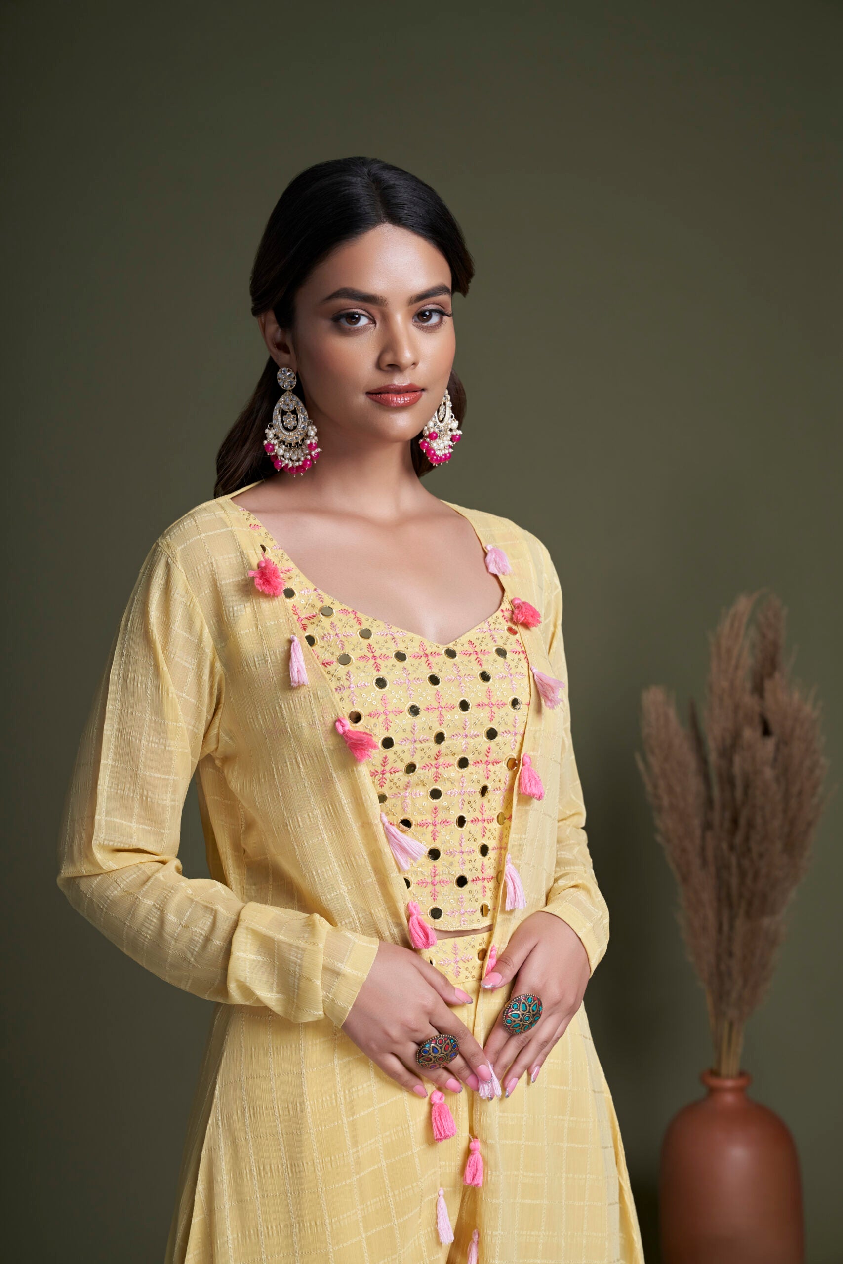 Yellow Blossom Georgette Embroidered Co-ord Set