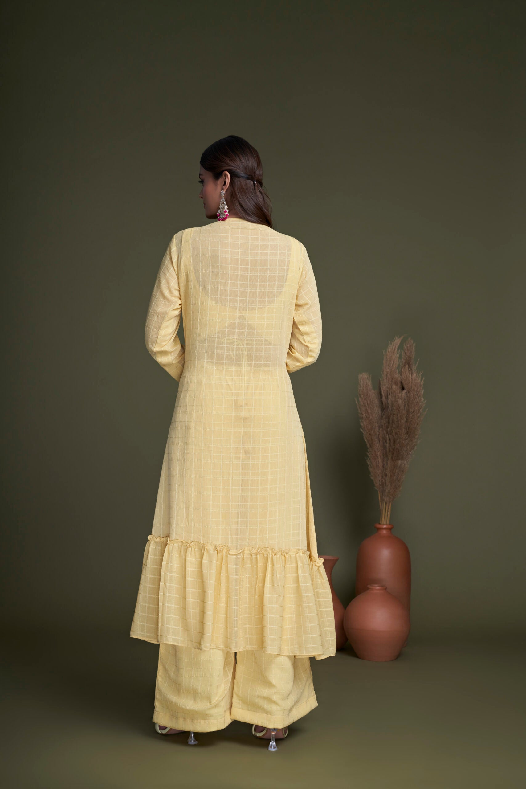 Yellow Blossom Georgette Embroidered Co-ord Set