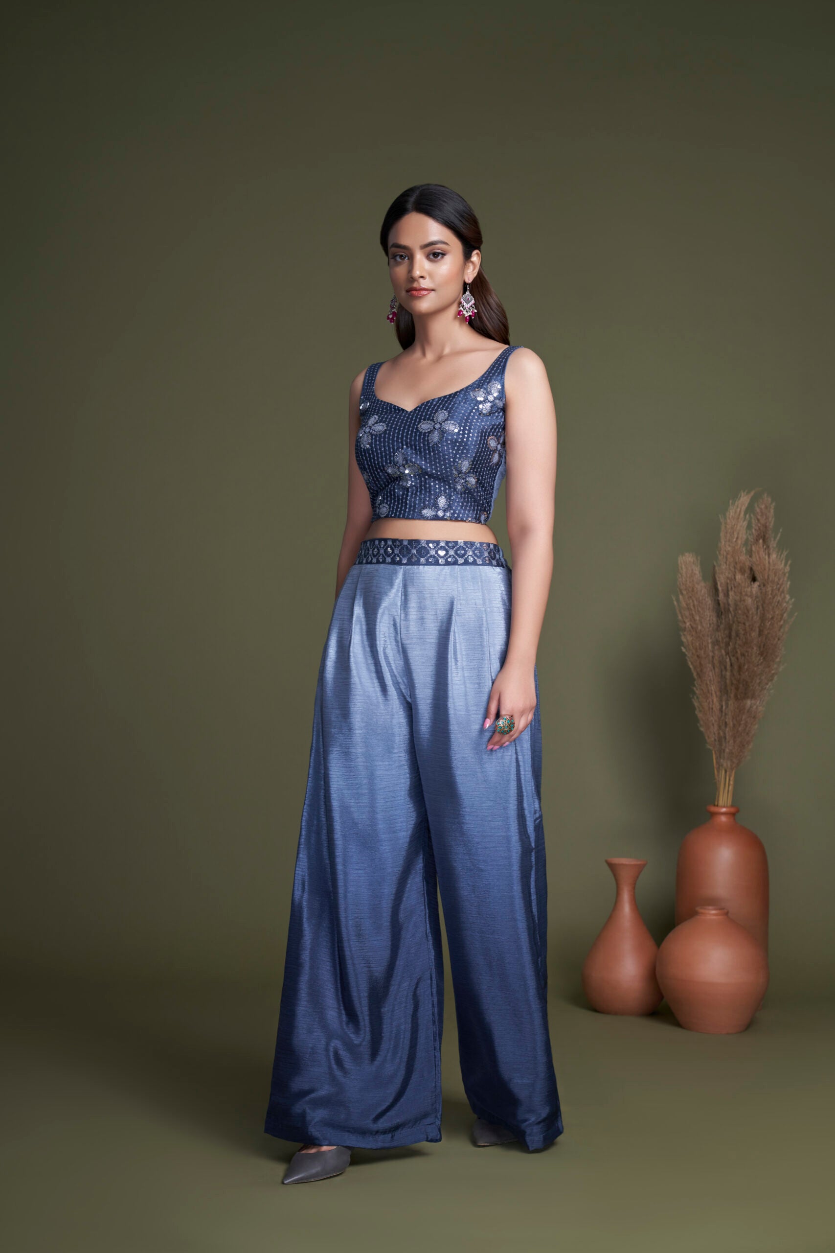 Midnight Serenade Chinon Embroidery Co-ord Set
