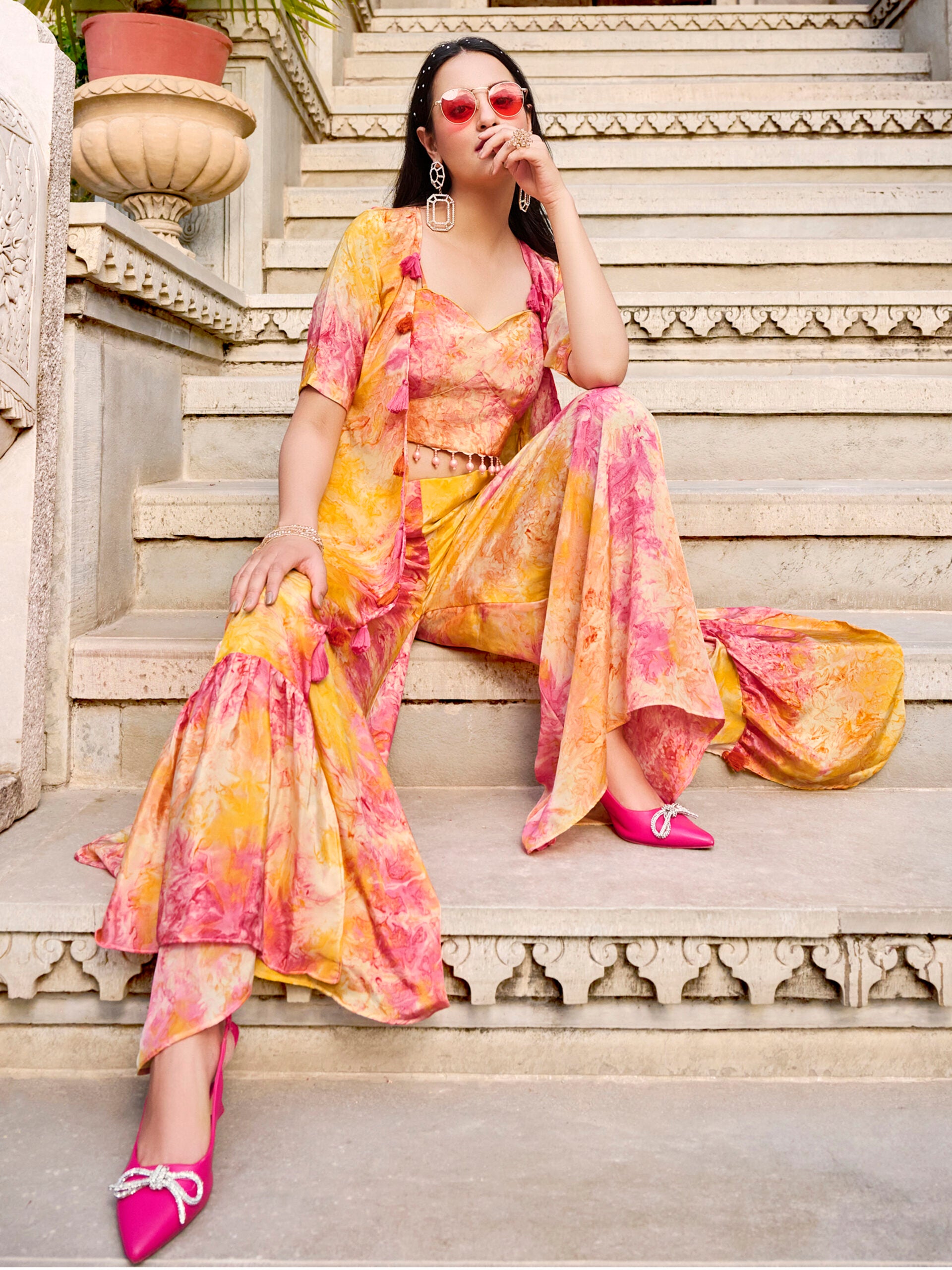 Golden Glow Shibori Silk Co-ord Set