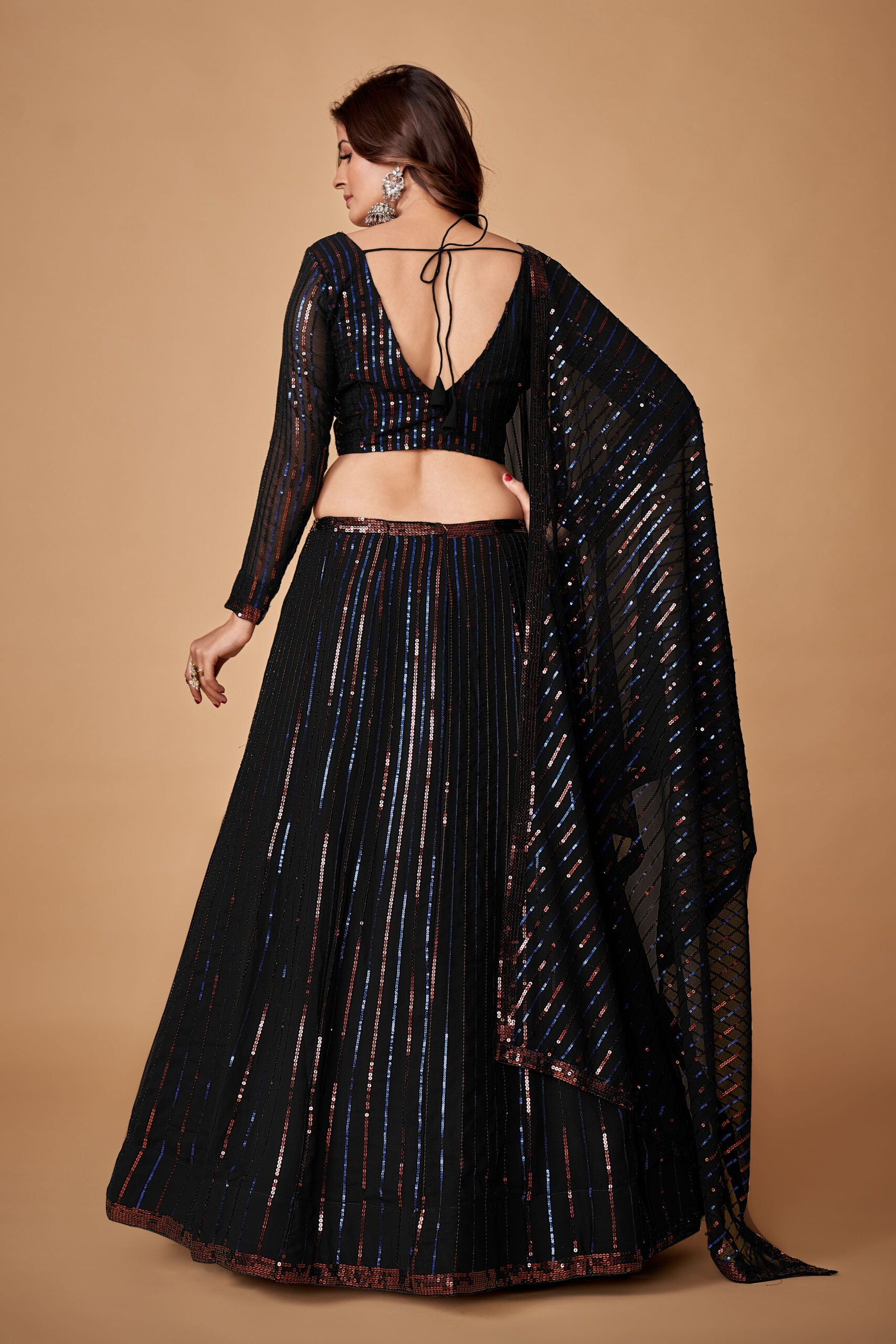 Black Georgette Wedding Sonata Lehenga Choli
