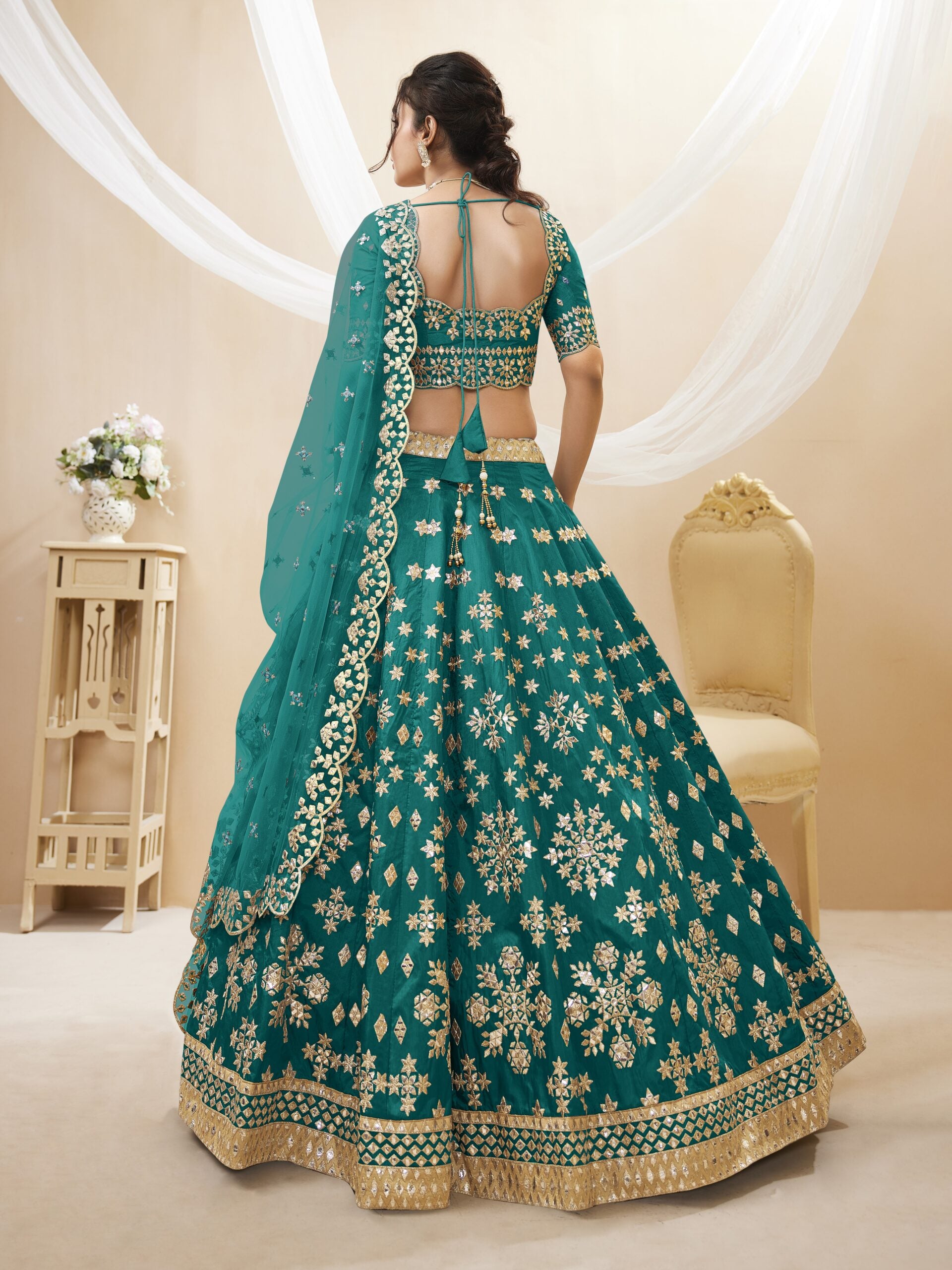 Teal Green Zari Bliss Lehenga Choli