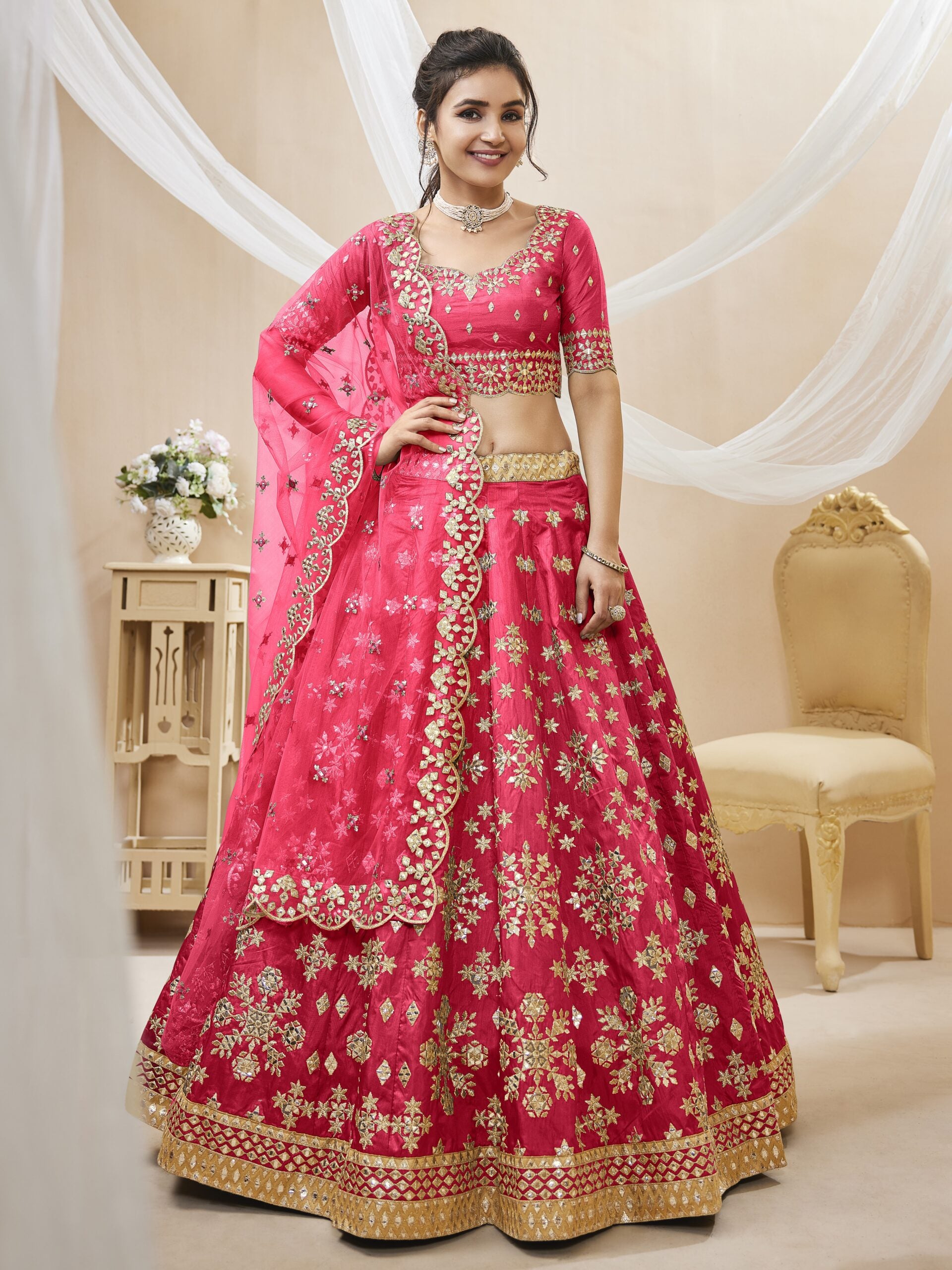 Peony Pink Sequins Splendor Lehenga Choli