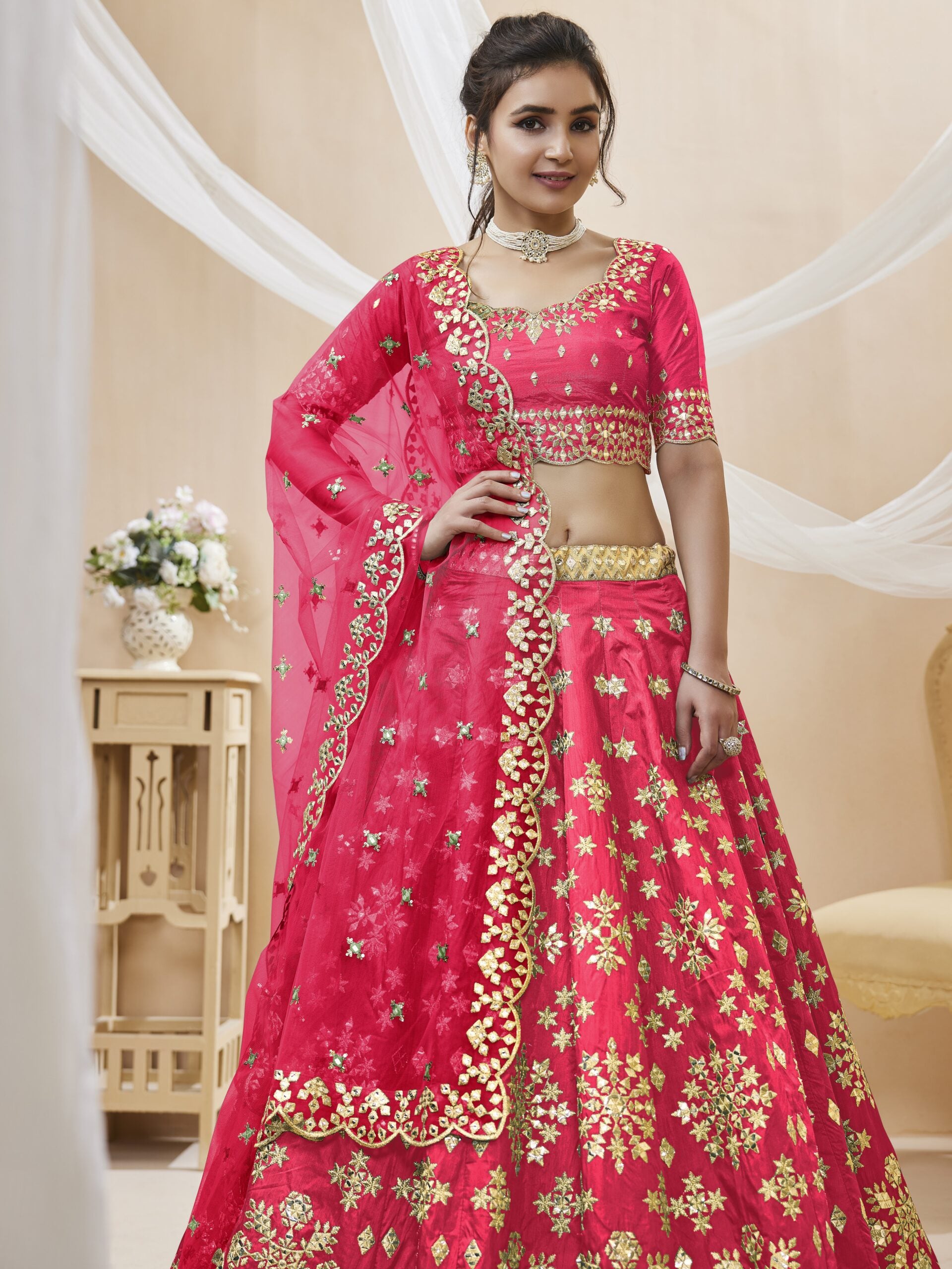 Peony Pink Sequins Splendor Lehenga Choli