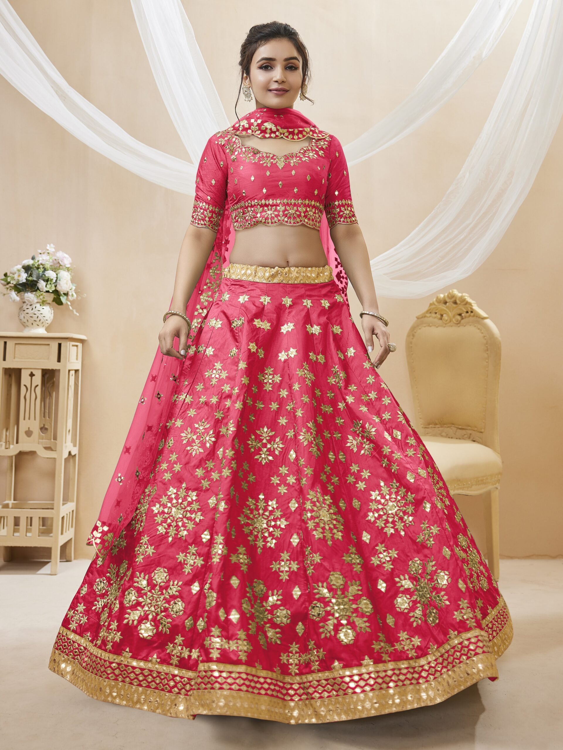 Peony Pink Sequins Splendor Lehenga Choli