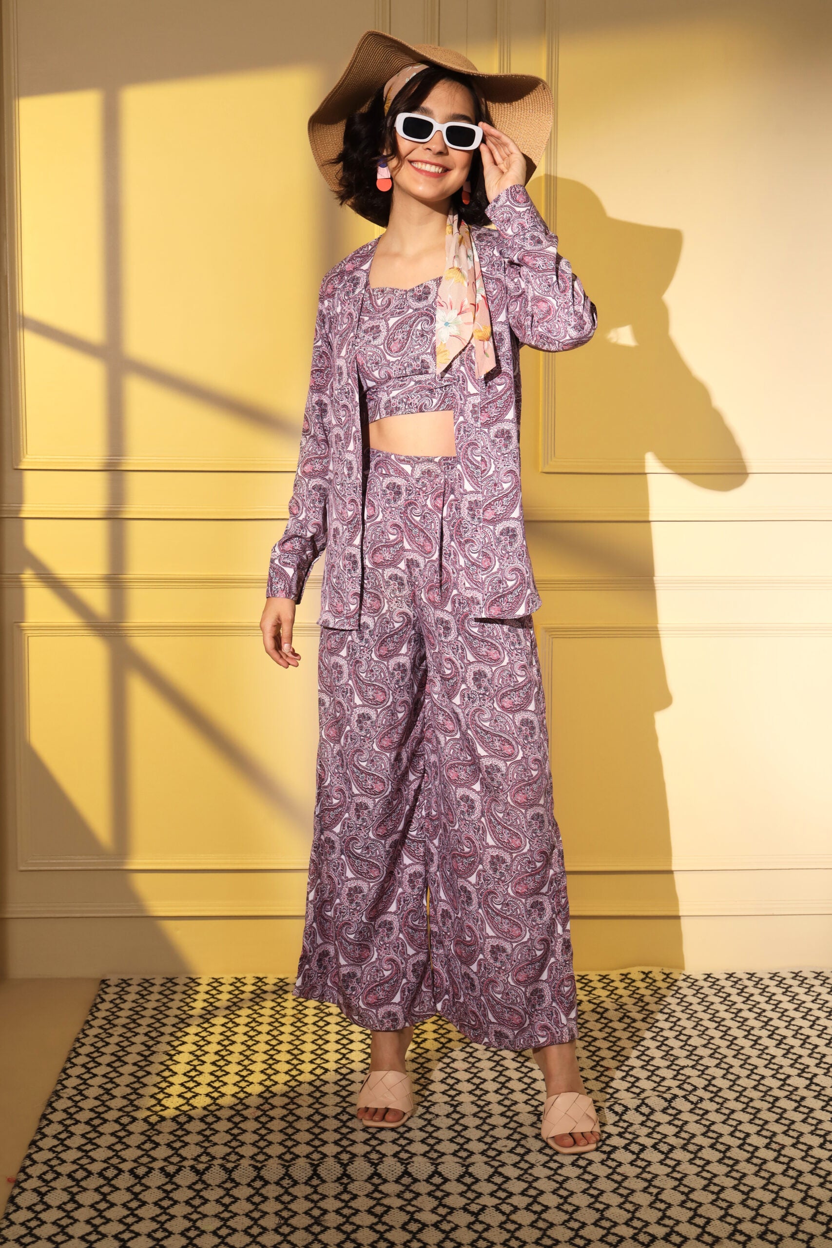 Pastel Pink Harmony Digital Print Co Ord Ensemble