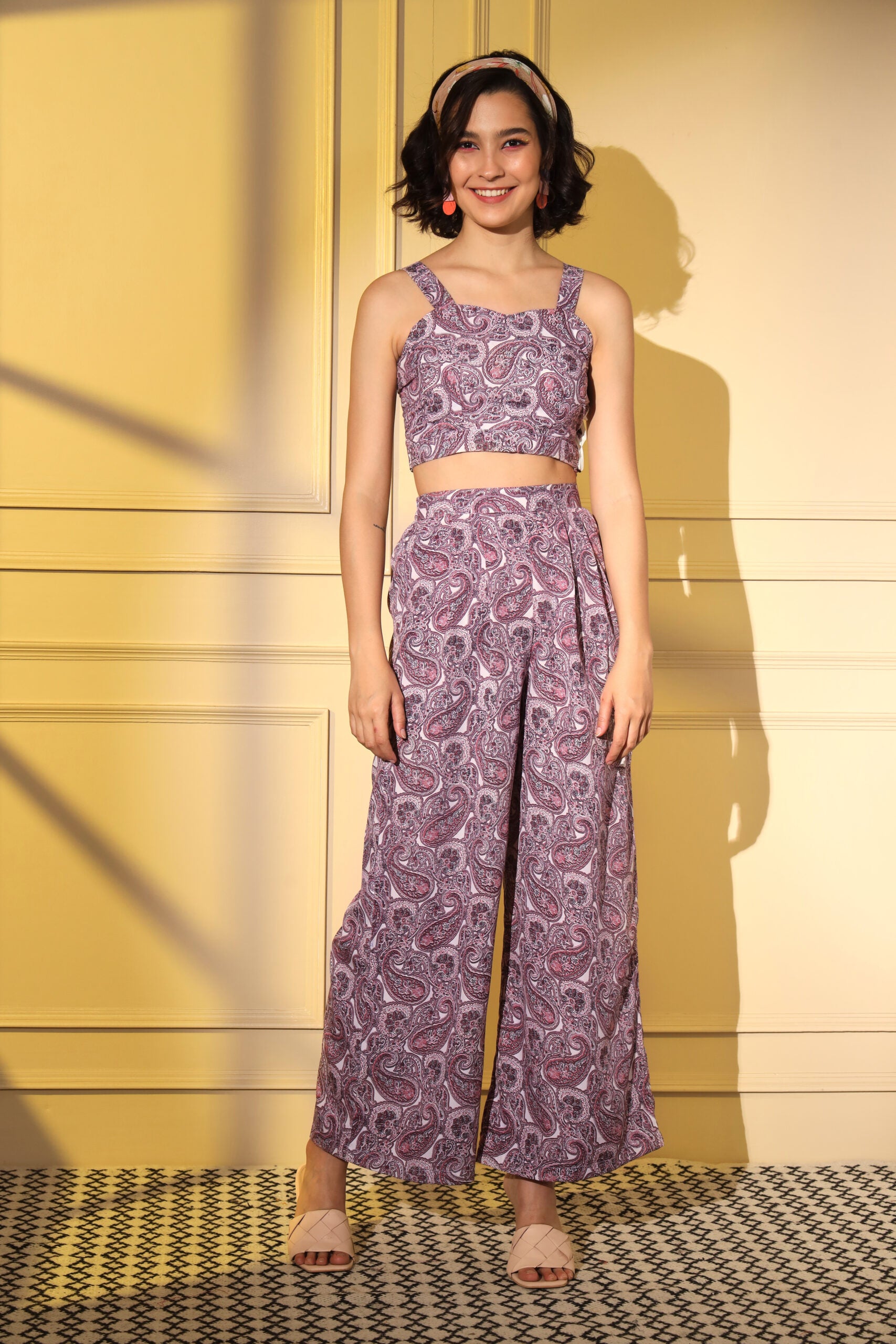 Pastel Pink Harmony Digital Print Co Ord Ensemble