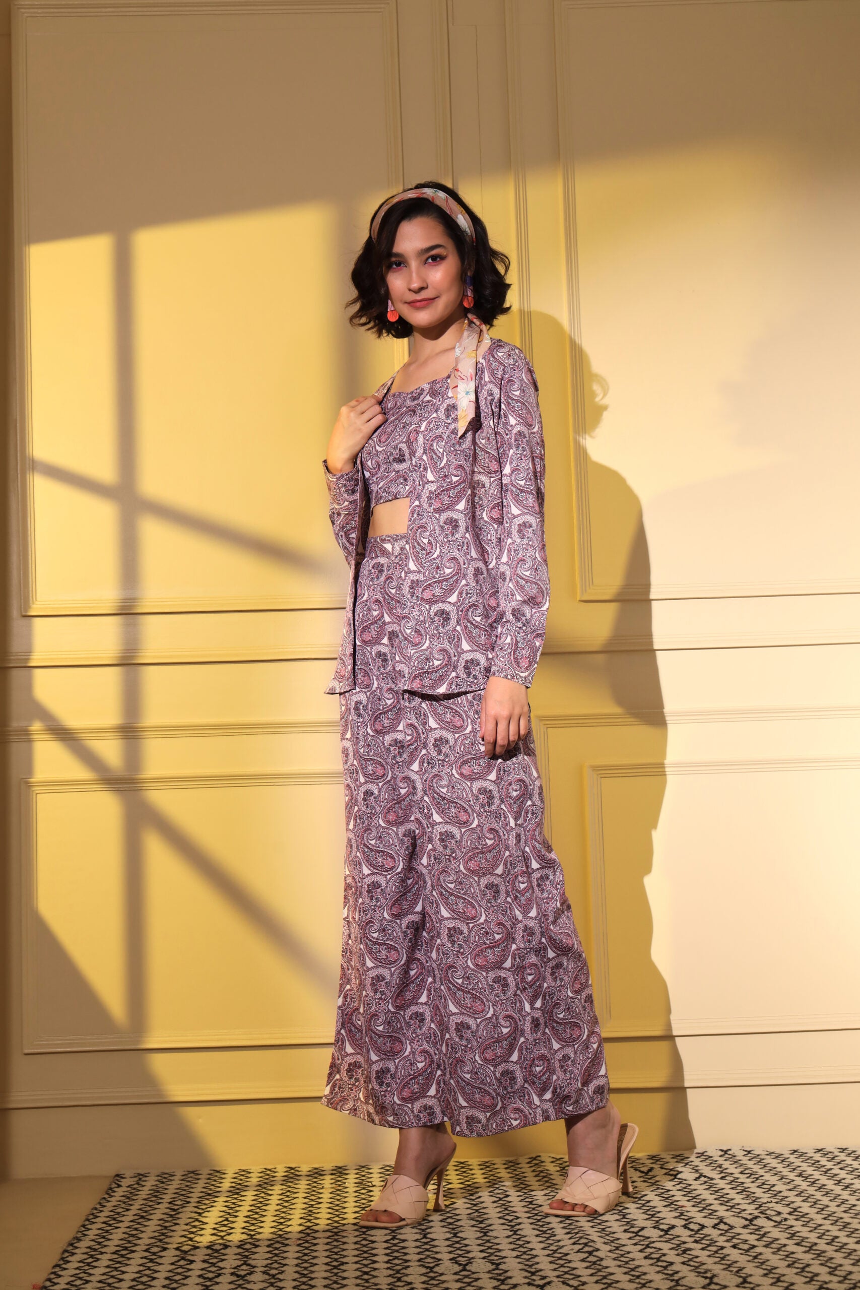 Pastel Pink Harmony Digital Print Co Ord Ensemble