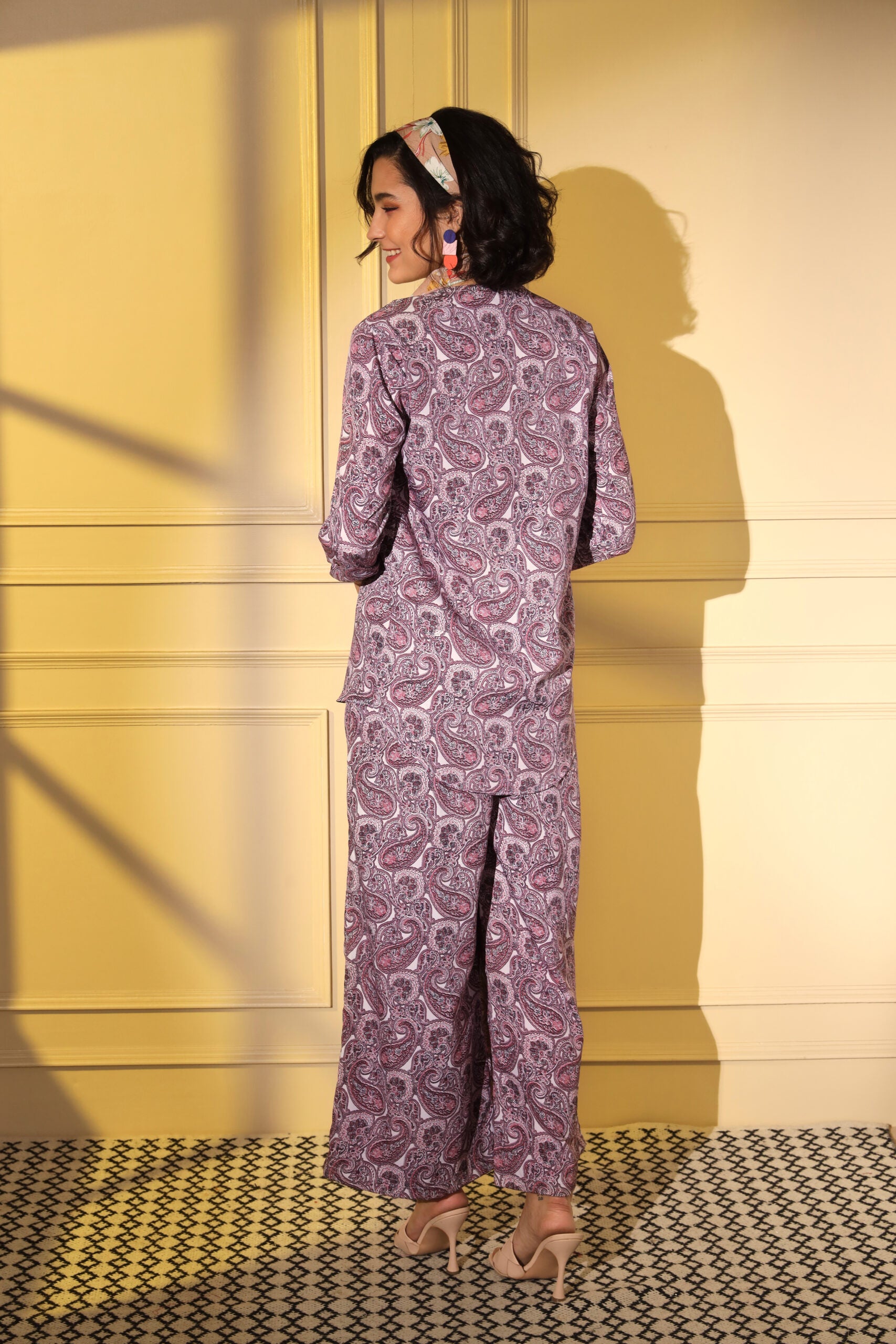 Pastel Pink Harmony Digital Print Co Ord Ensemble