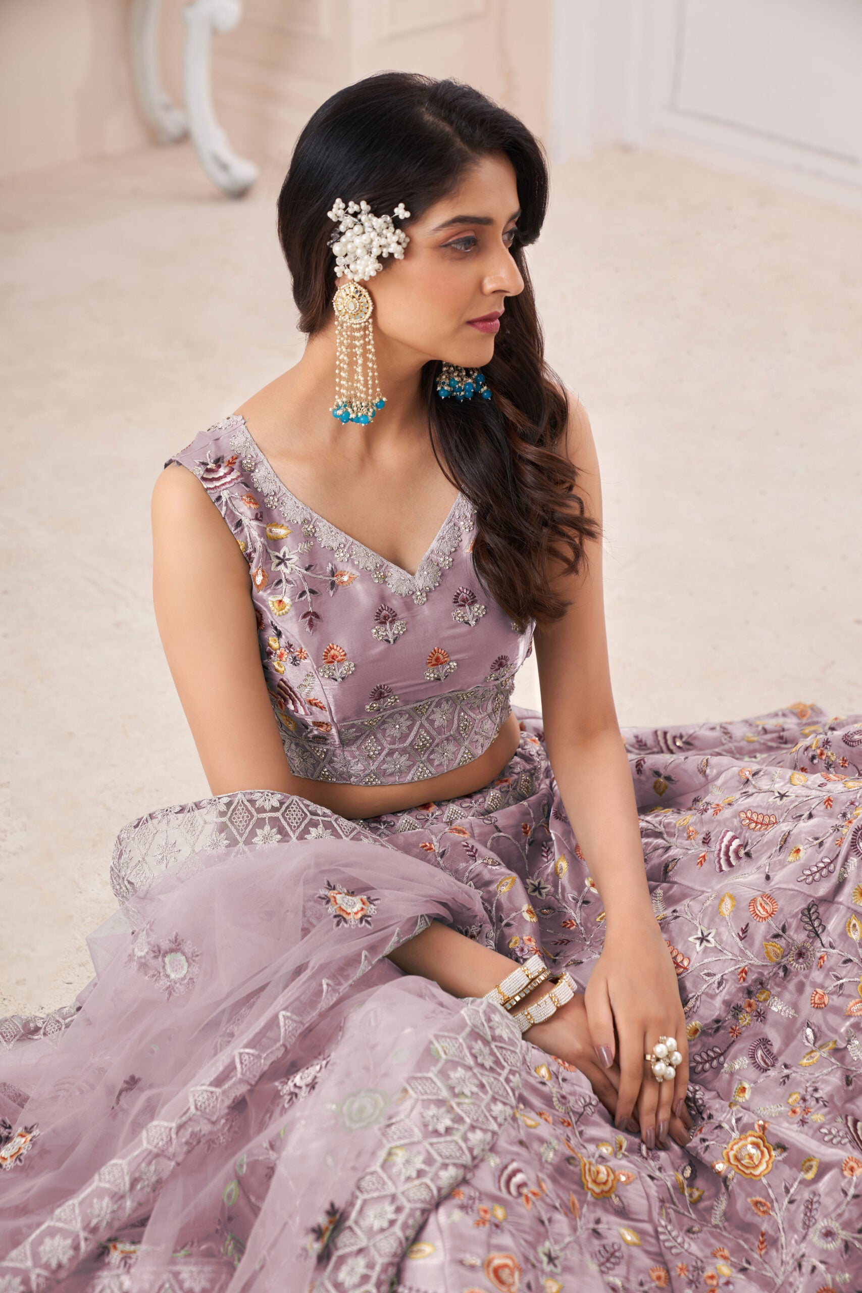 New Pink Art Silk Zarkhan Work Lehengha Choli