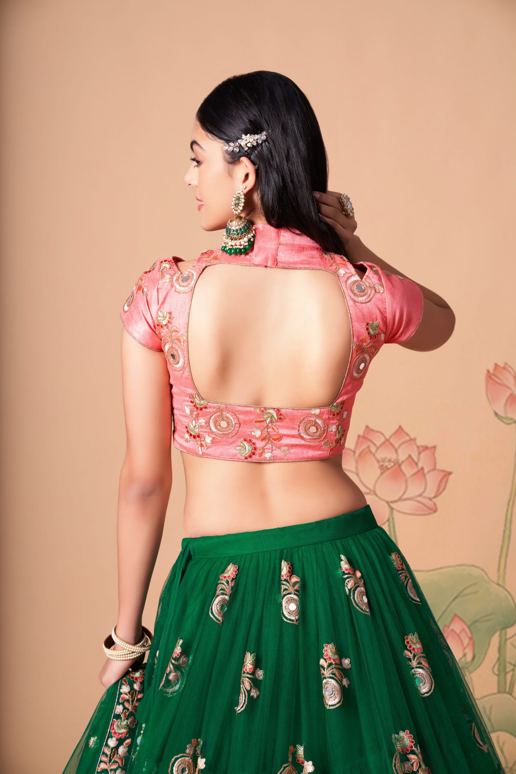 Green Mirage Sparkling Sequin & Mirror Adorned Lehenga Choli