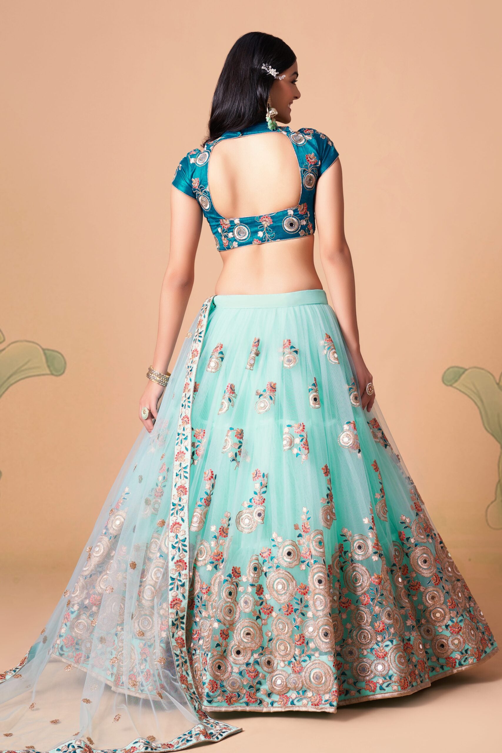 Heavenly Horizon Threaded Sequin & Mirror Adorned Sky Blue Lehenga Choli Set