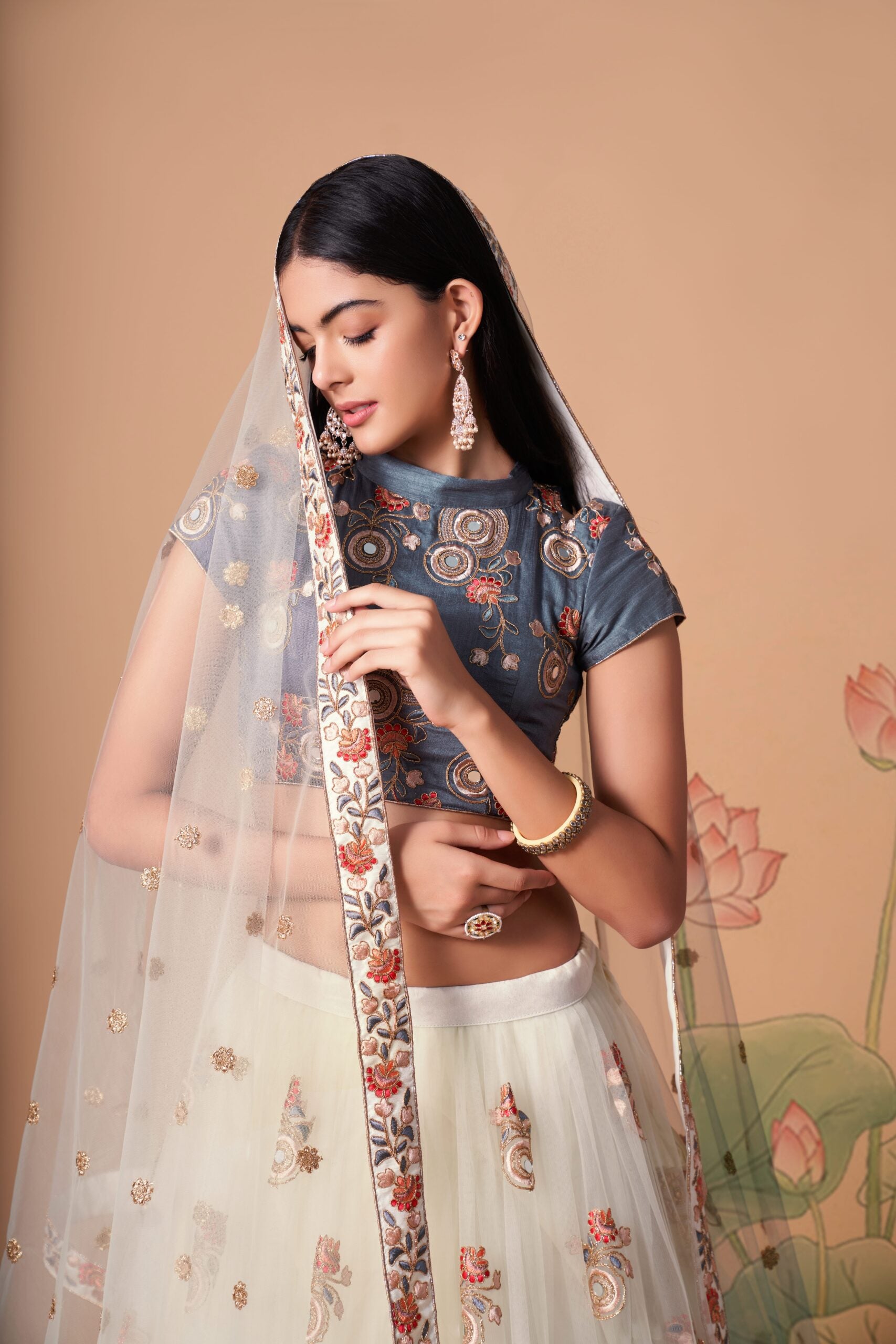 Milky Mirage Embroidered Sequin Mirror Off White Ensemble