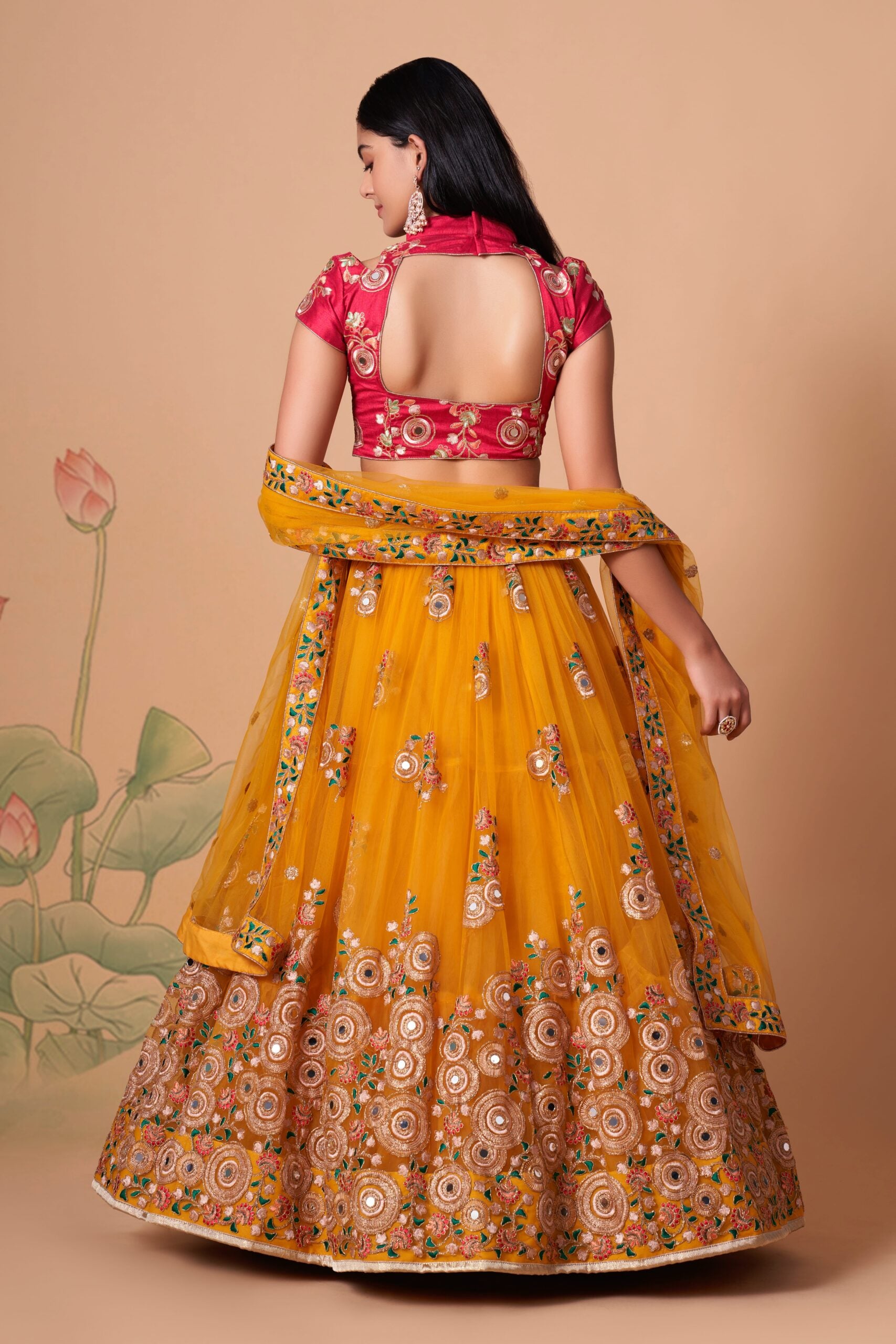 Yellow Blossom Delight Embroidered Sequin  Mirror Work Lehenga Choli Set