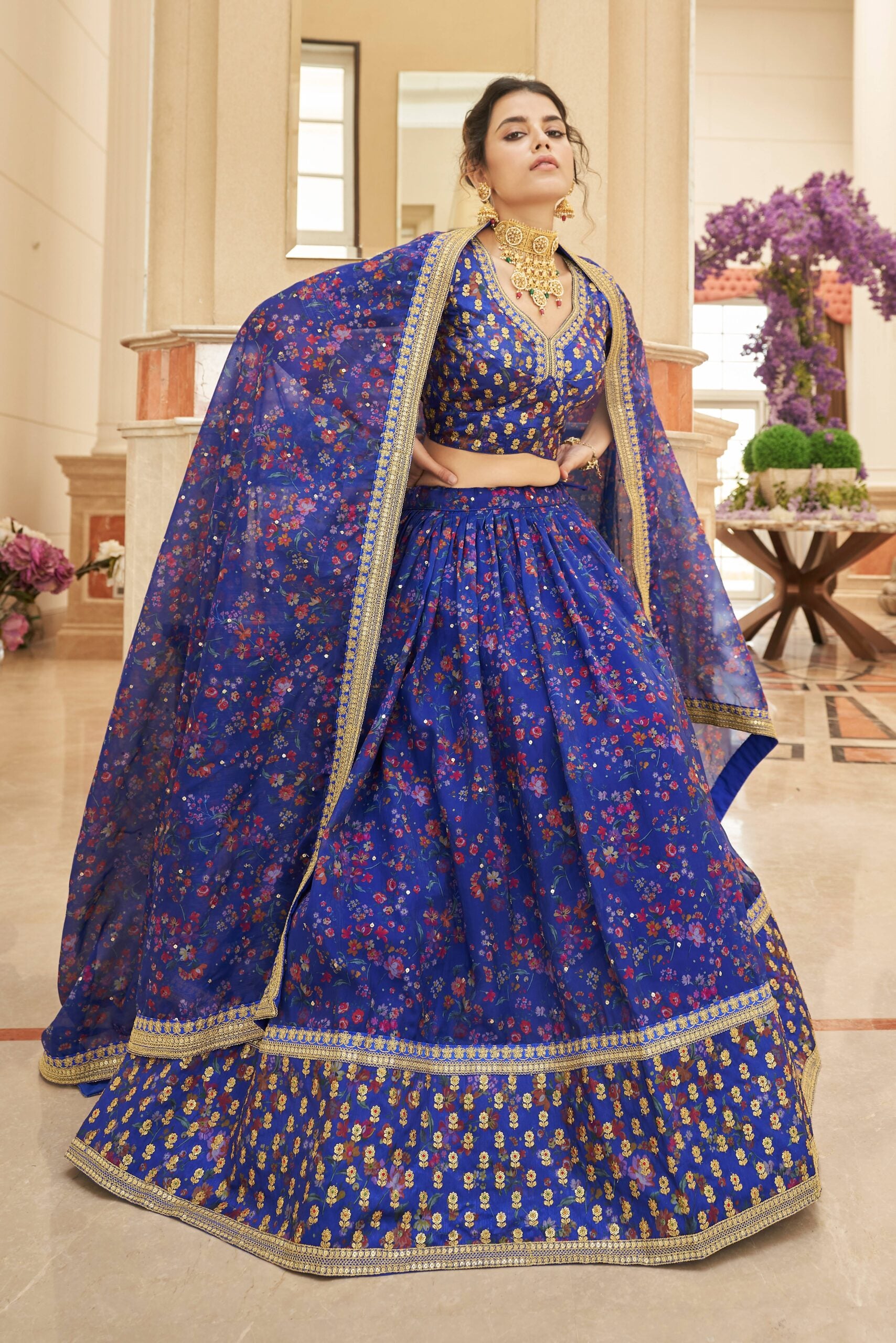 Oceanic Bliss Threadwork Embellished Lehenga Choli
