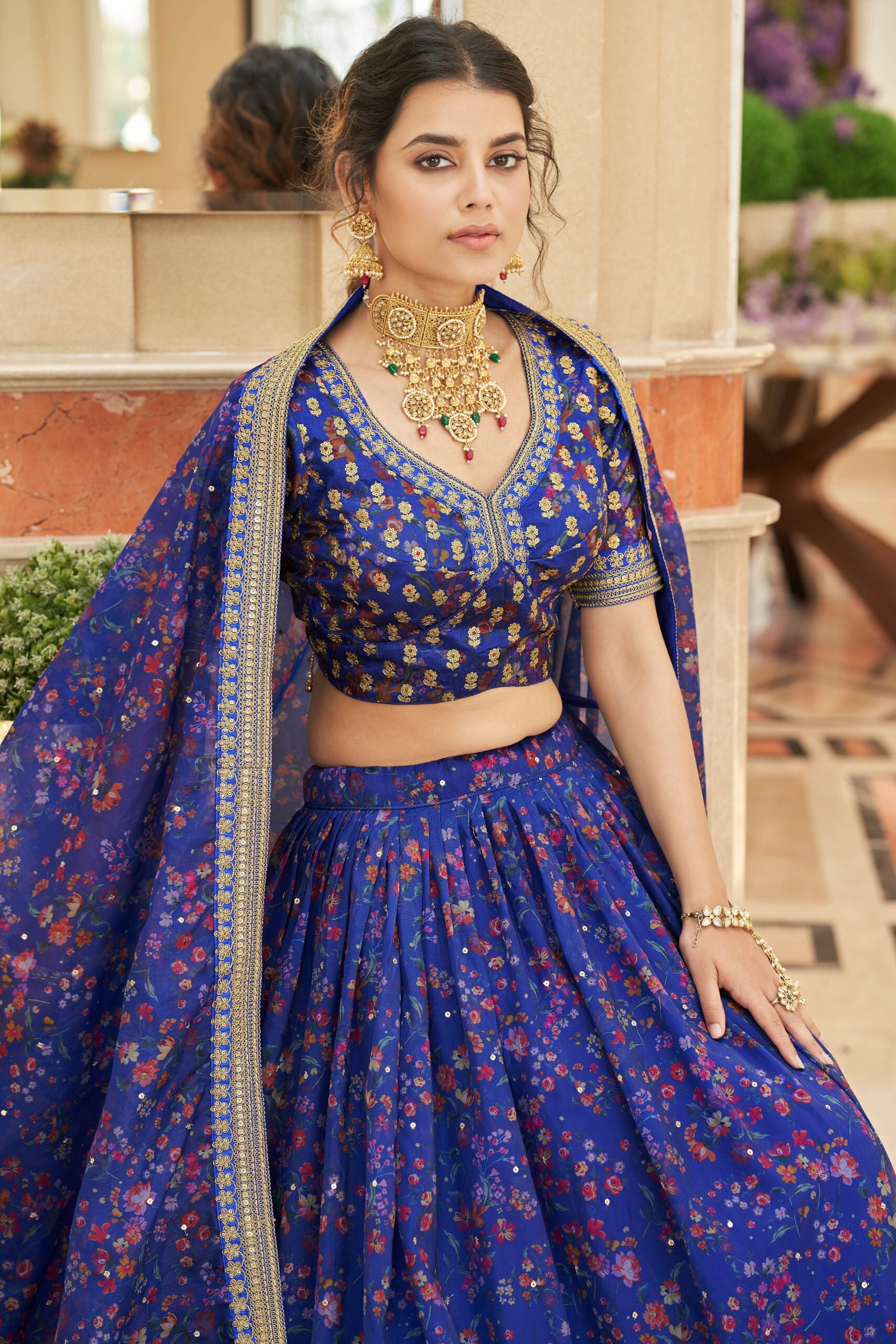 Oceanic Bliss Threadwork Embellished Lehenga Choli