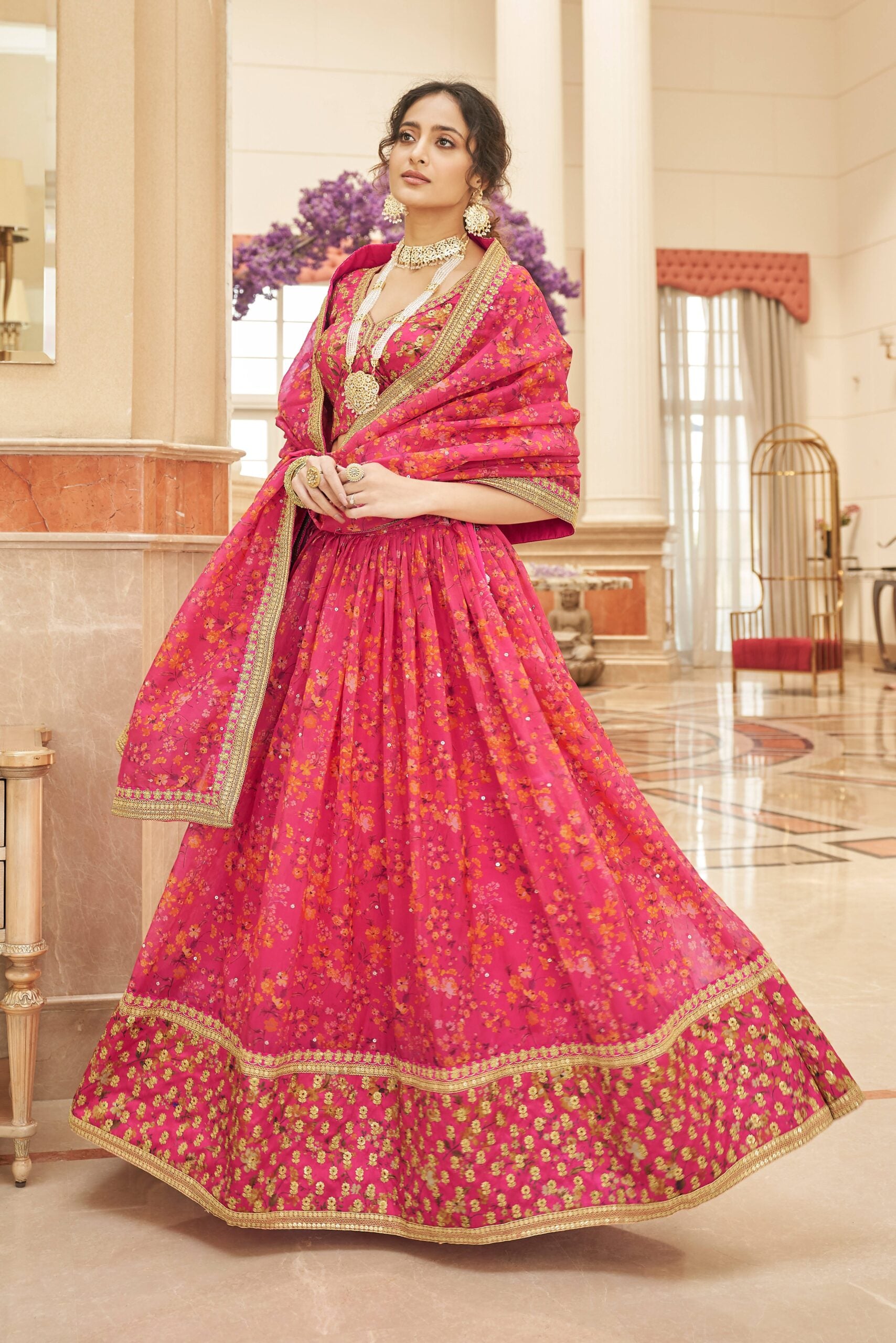 Blushing Blossoms Zari Dori Embroidered Lehenga Choli