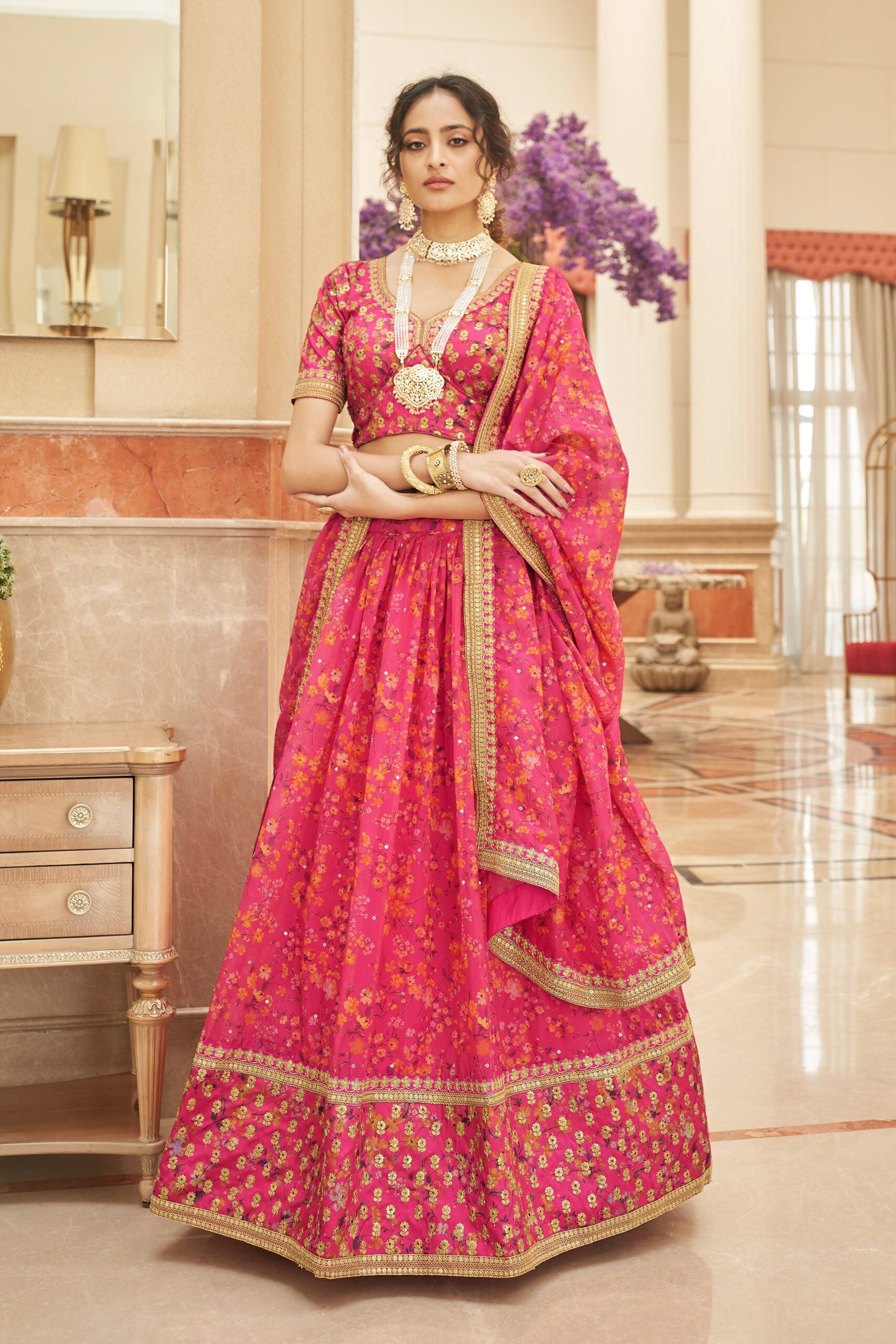 Blushing Blossoms Zari Dori Embroidered Lehenga Choli
