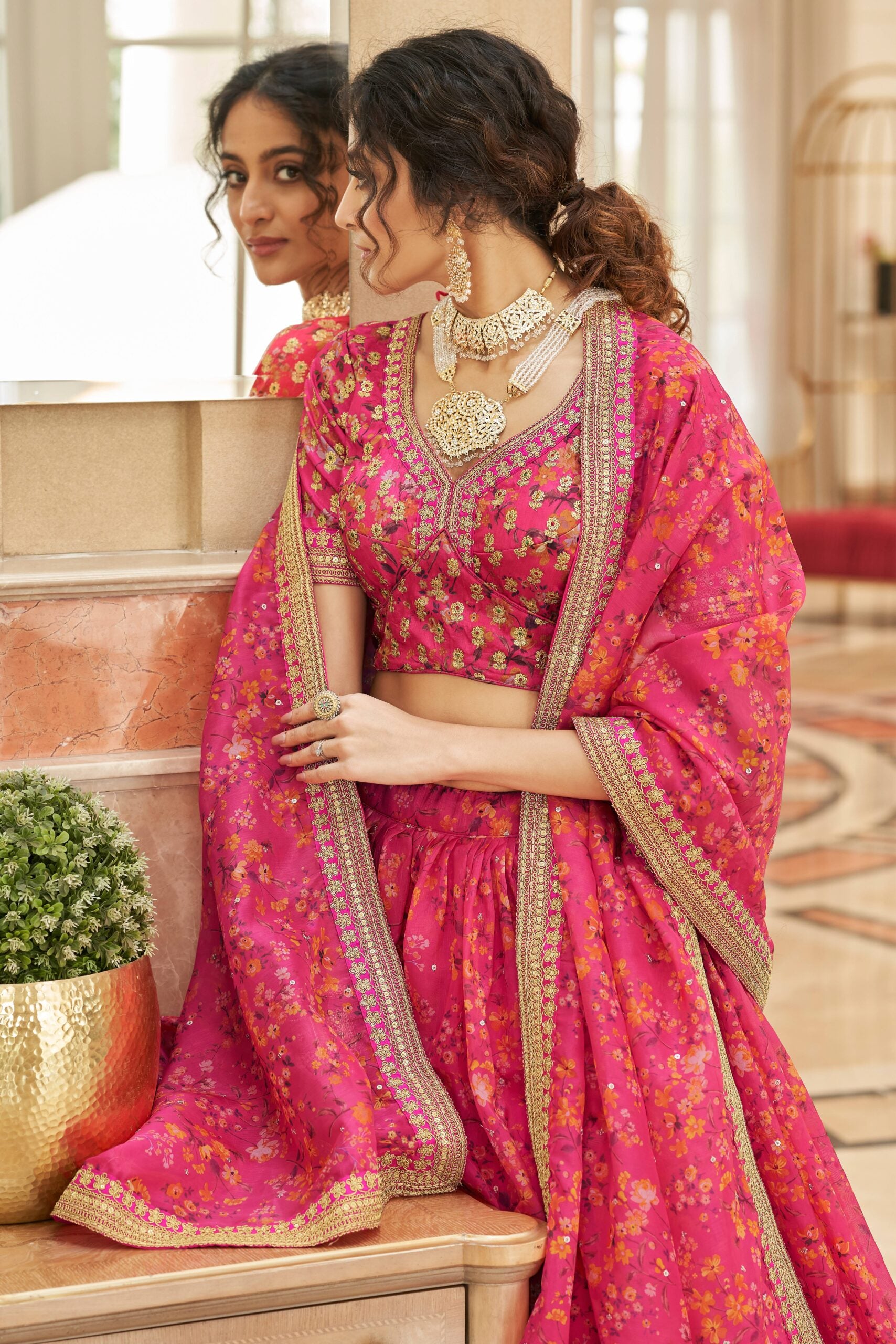 Blushing Blossoms Zari Dori Embroidered Lehenga Choli