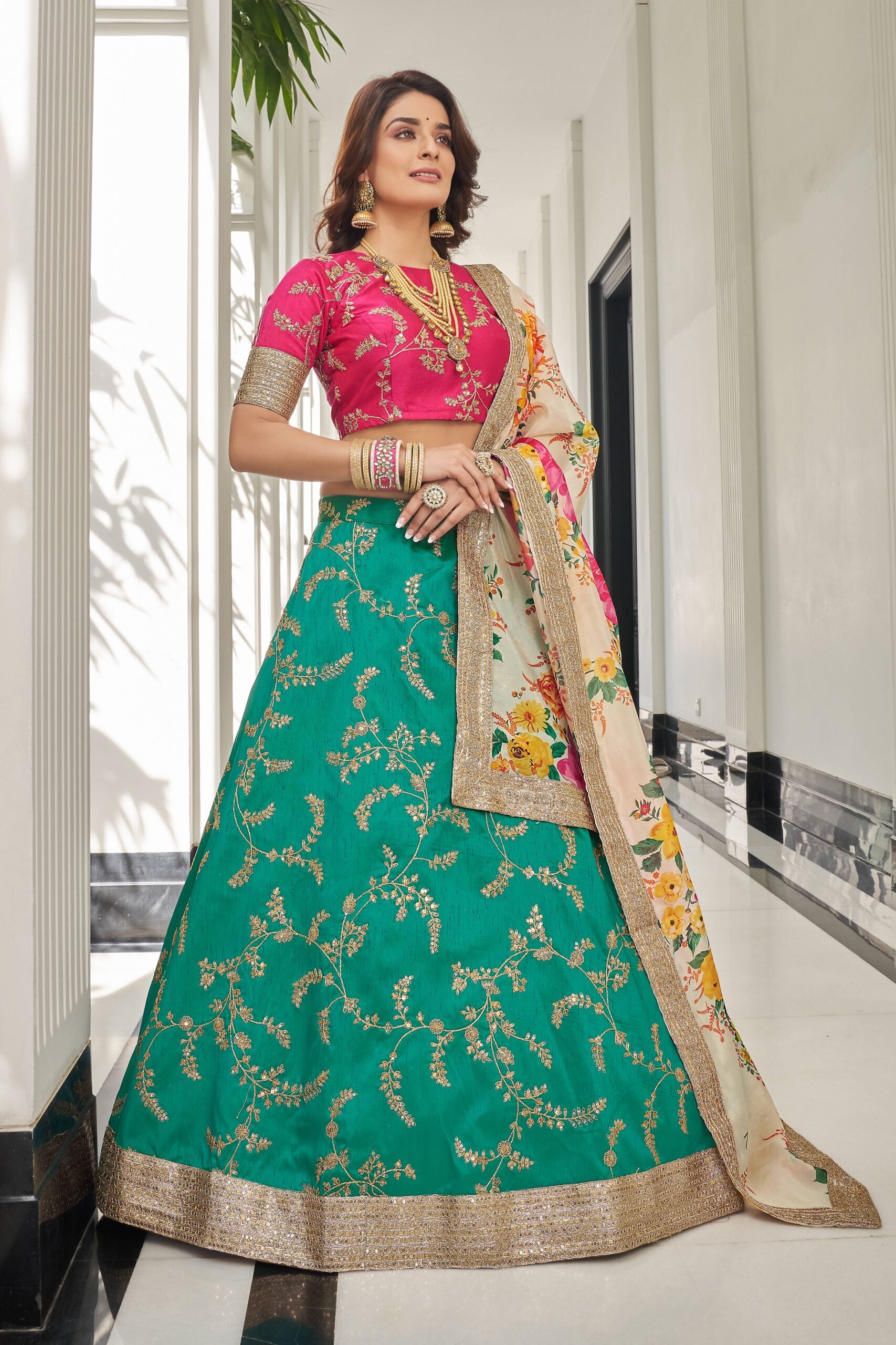 Serene Garden Threadwork Embellished Lehenga Choli
