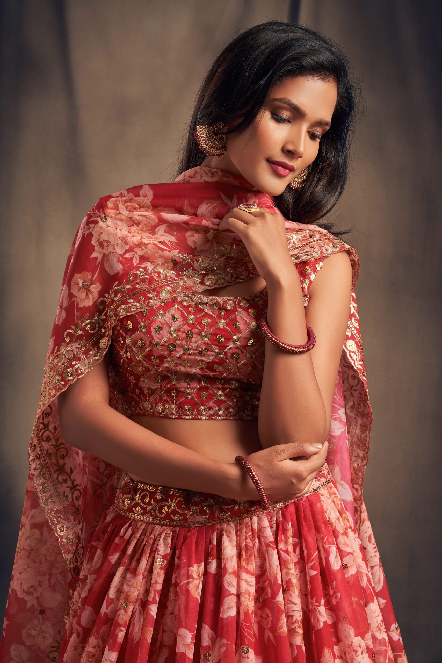 Red Dahlia Serenade Sequin Lehenga Choli