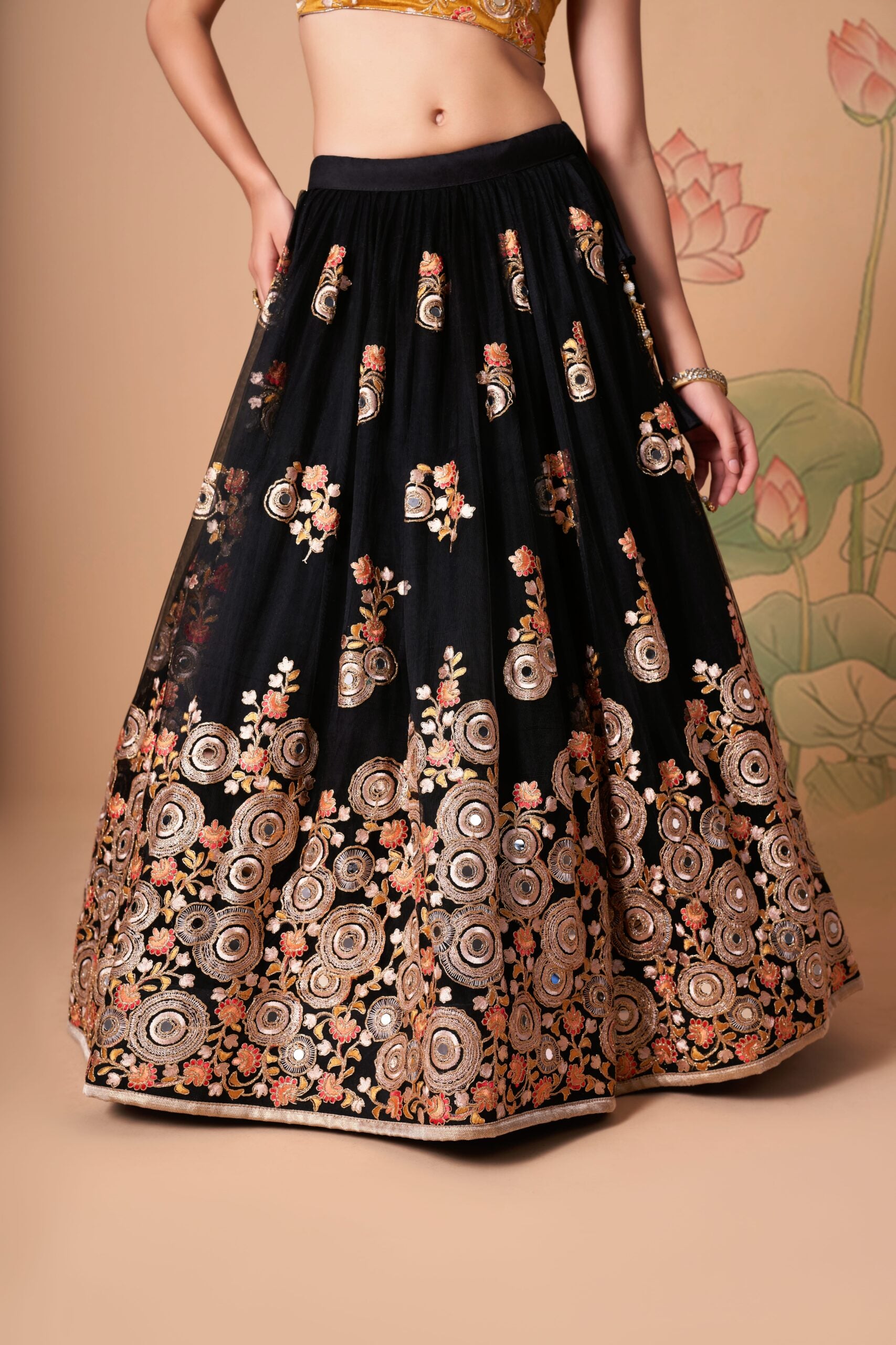 Midnight Magic  Sequin and MirrorEmbellished Black Lehenga Choli