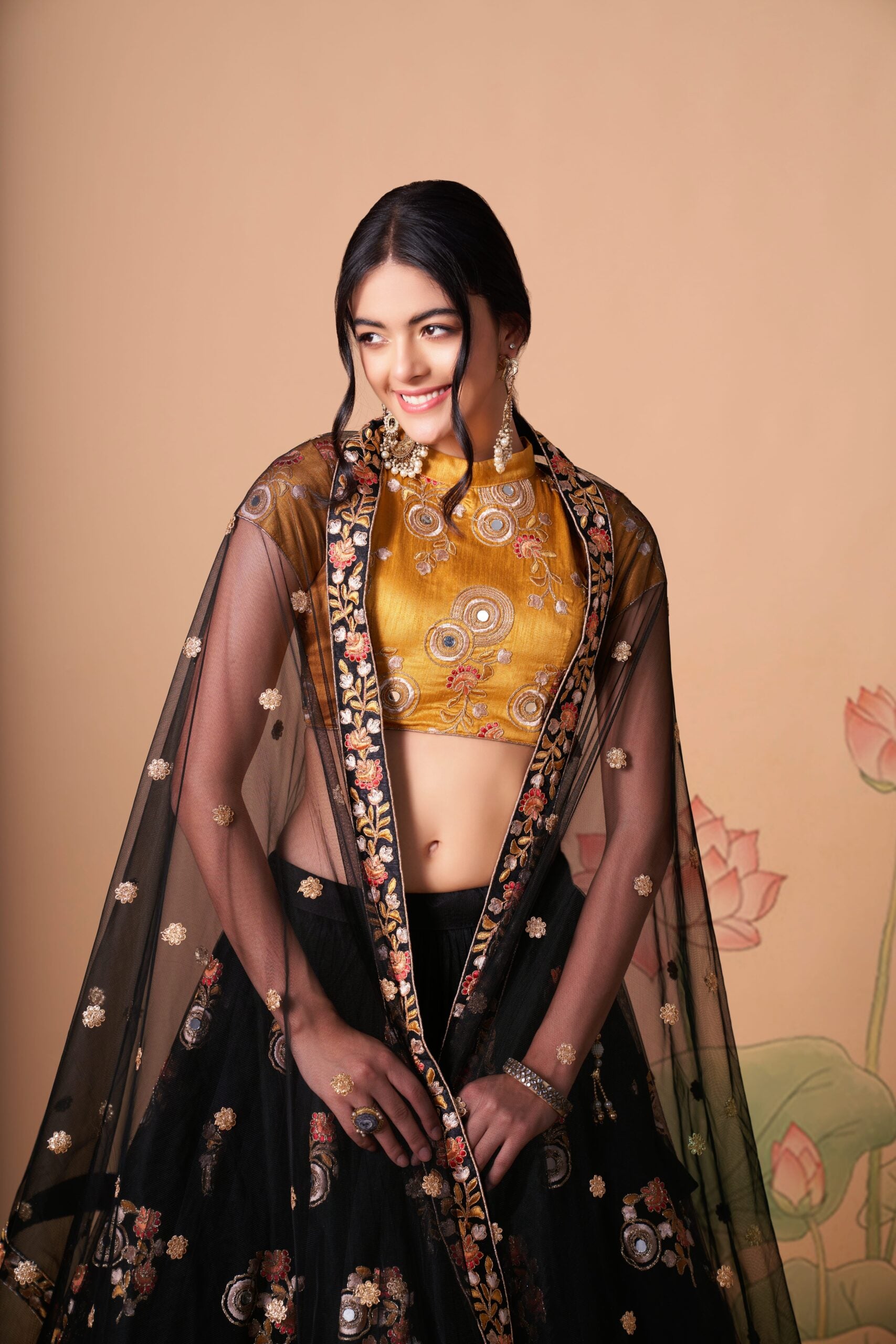 Midnight Magic  Sequin and MirrorEmbellished Black Lehenga Choli