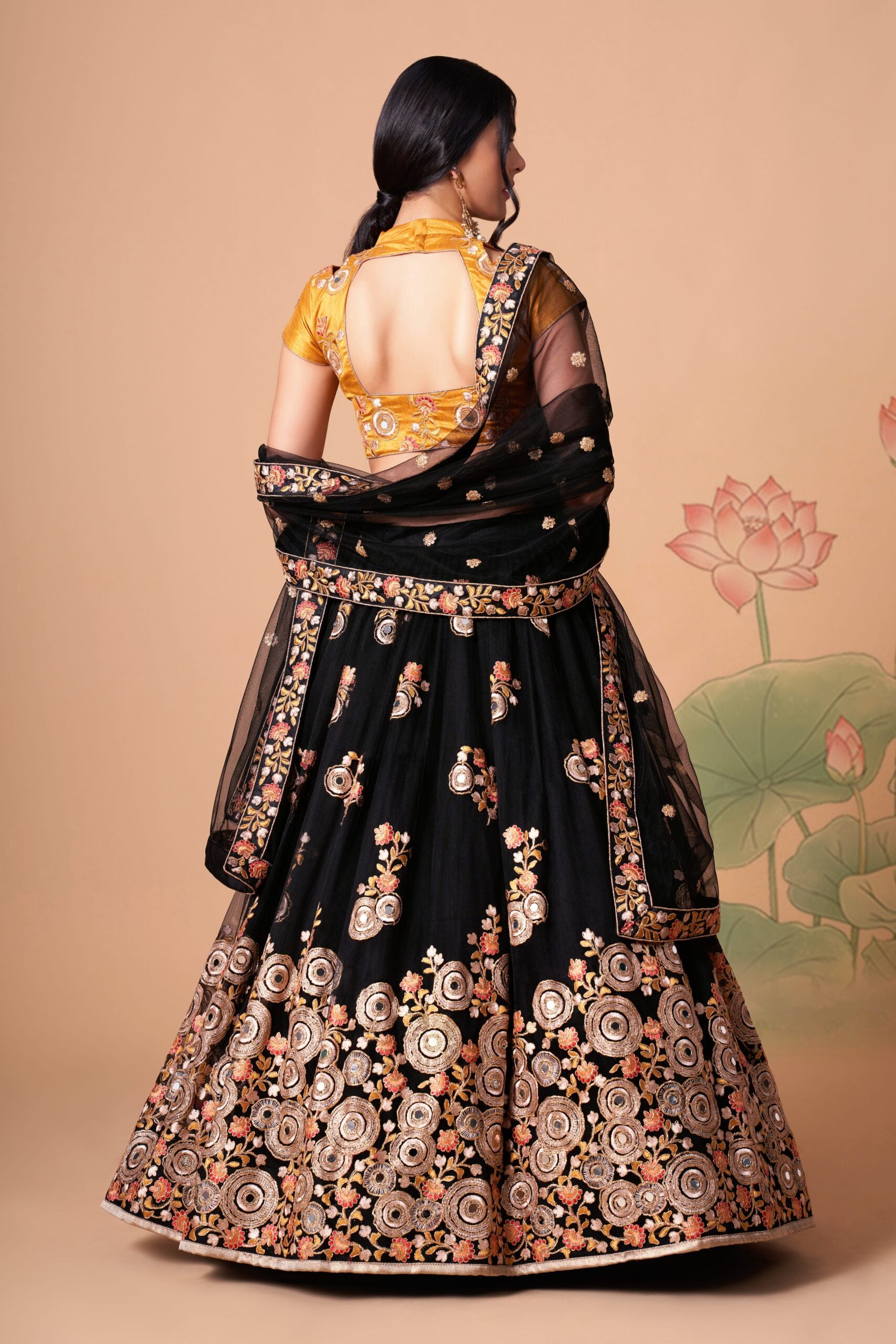 Midnight Magic  Sequin and MirrorEmbellished Black Lehenga Choli