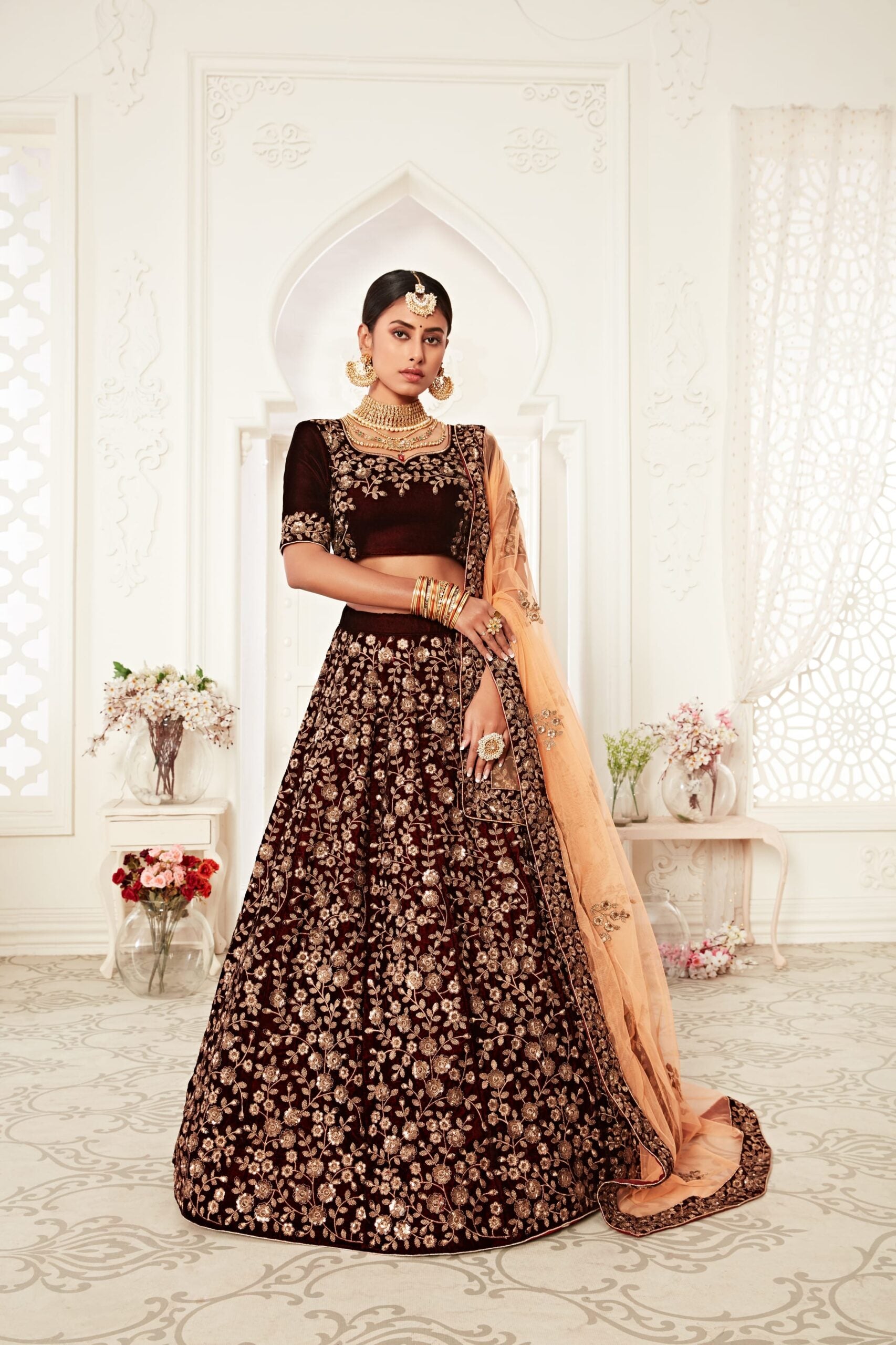 Maroon Royale Sequin Symphony Bridal Lehenga Choli