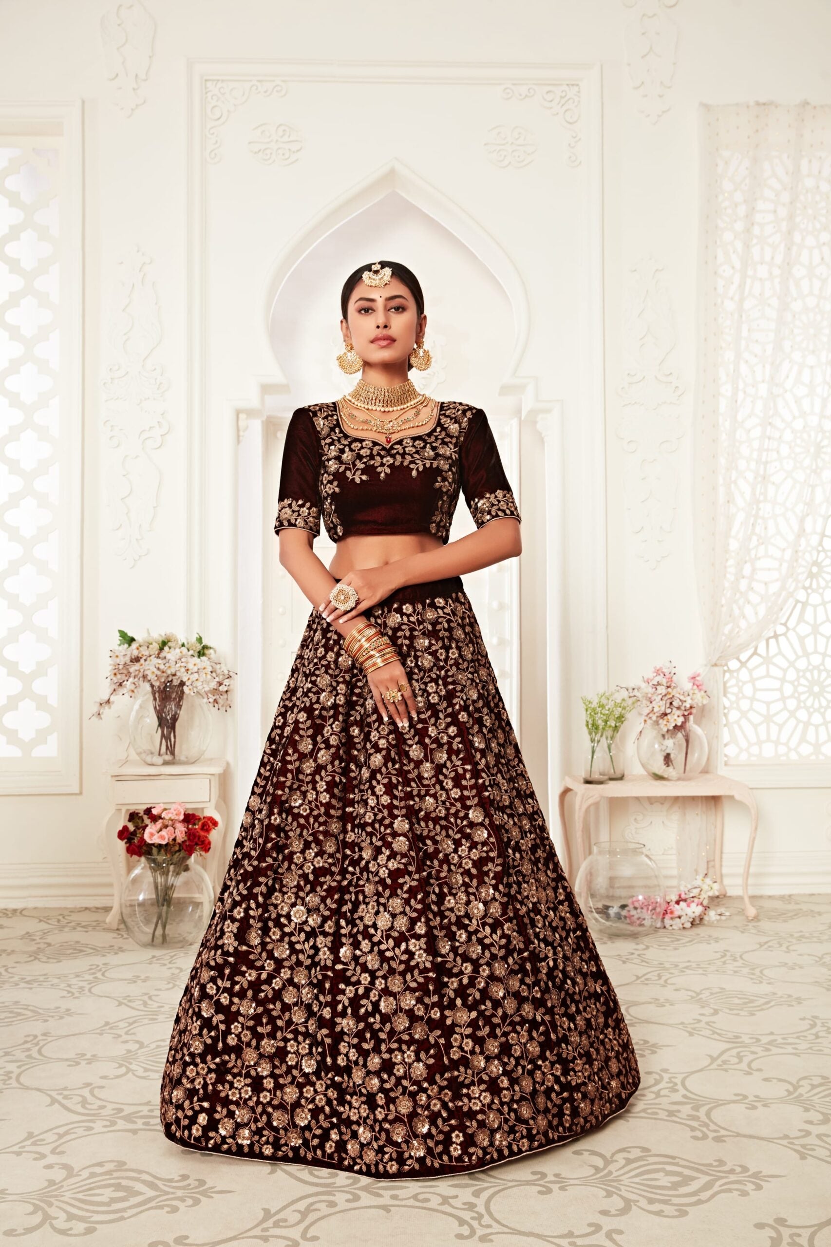 Maroon Royale Sequin Symphony Bridal Lehenga Choli