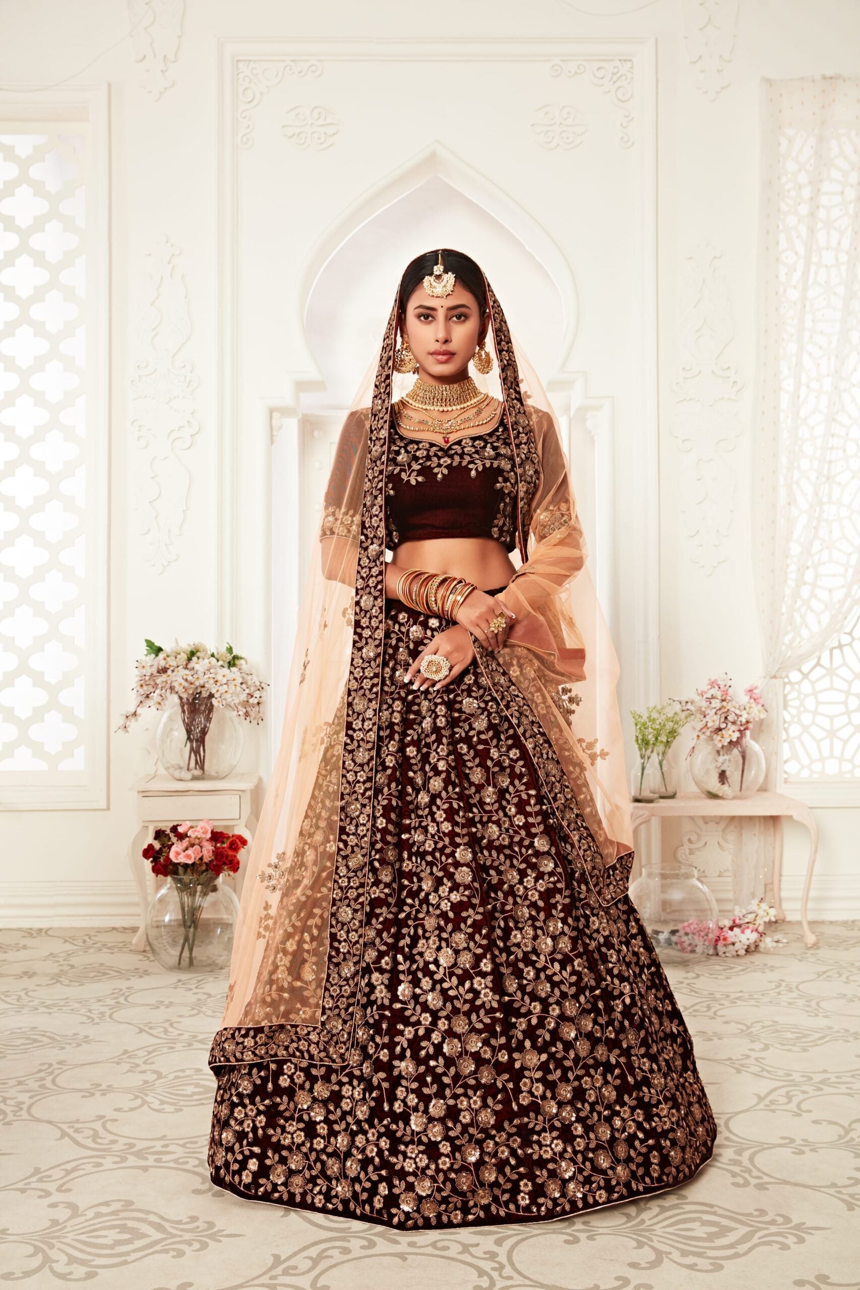 Maroon Royale Sequin Symphony Bridal Lehenga Choli