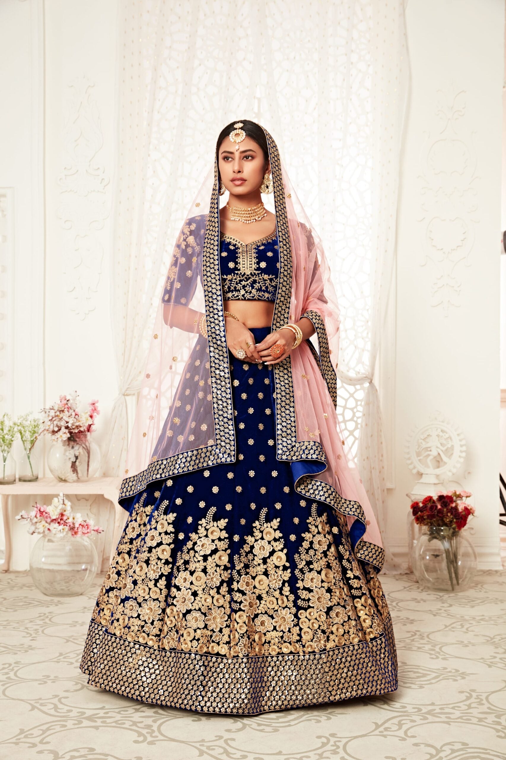 Azure Twilight Sequin Radiance Bridal Lehenga Choli