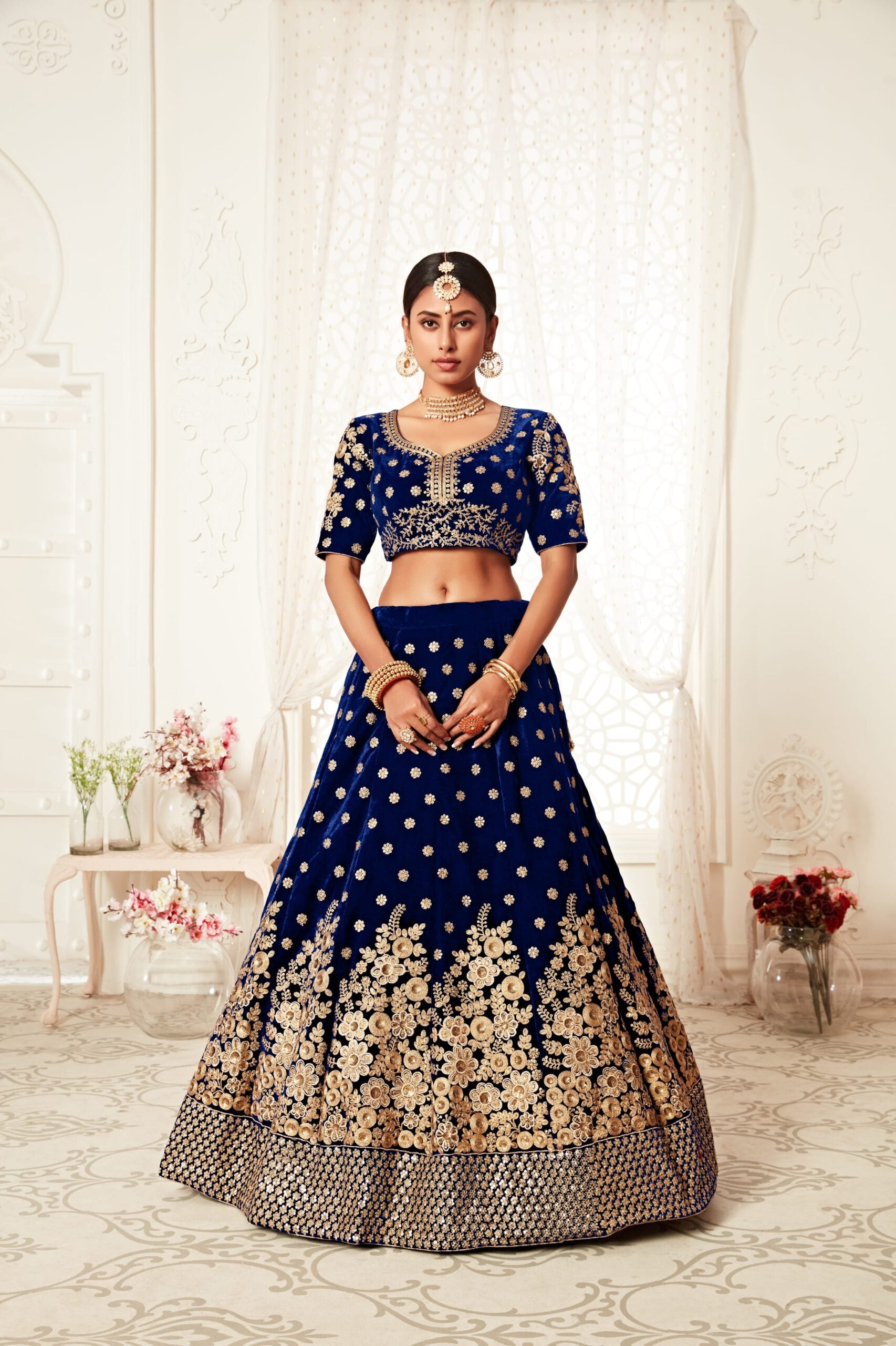 Azure Twilight Sequin Radiance Bridal Lehenga Choli