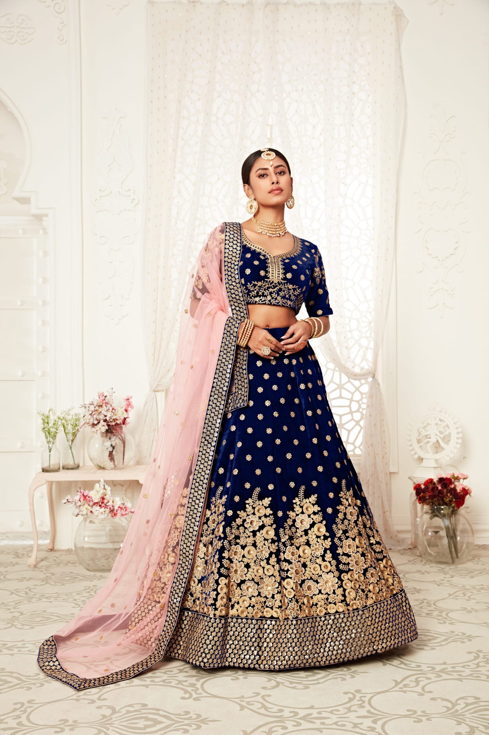 Azure Twilight Sequin Radiance Bridal Lehenga Choli