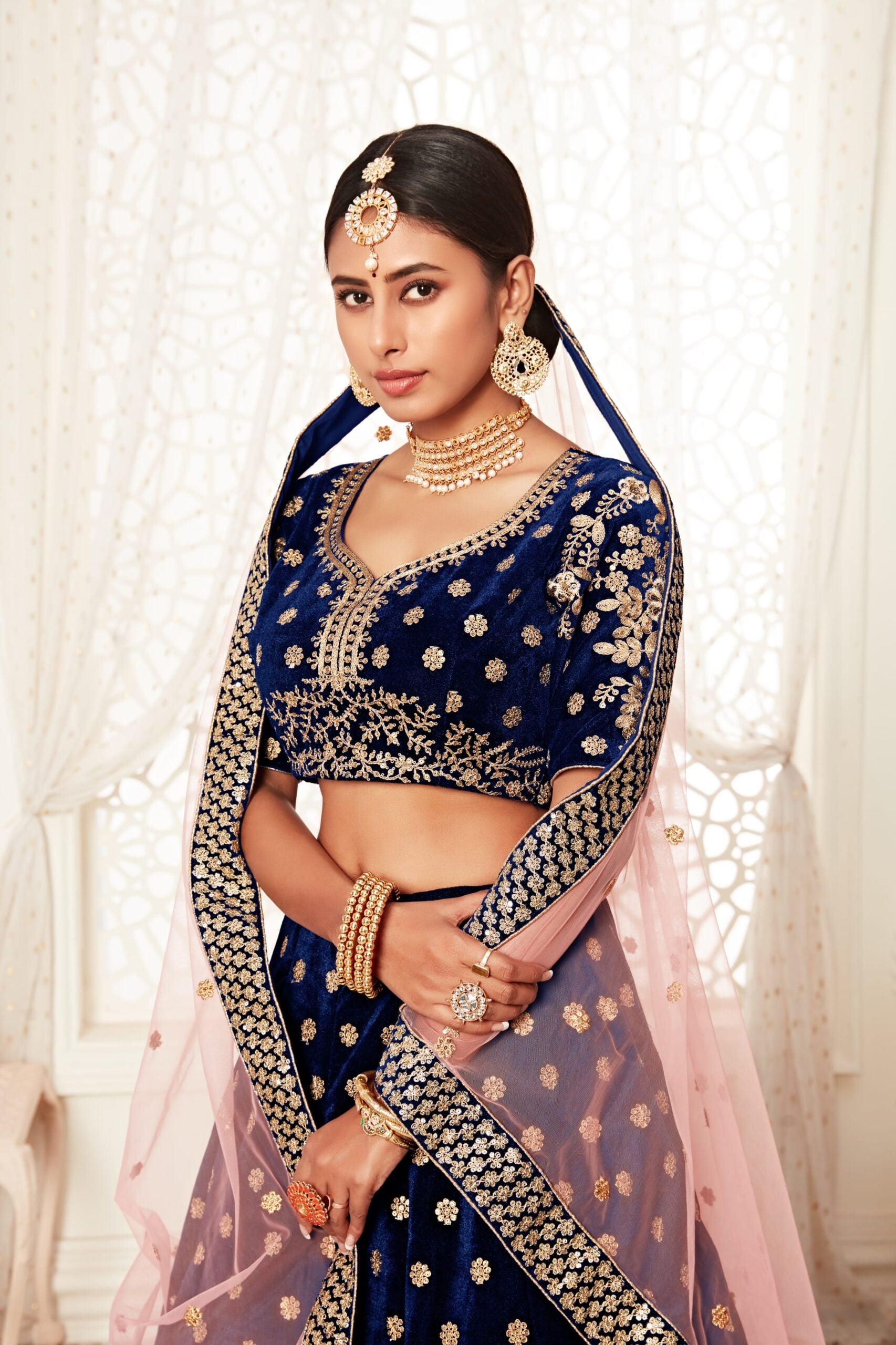 Azure Twilight Sequin Radiance Bridal Lehenga Choli