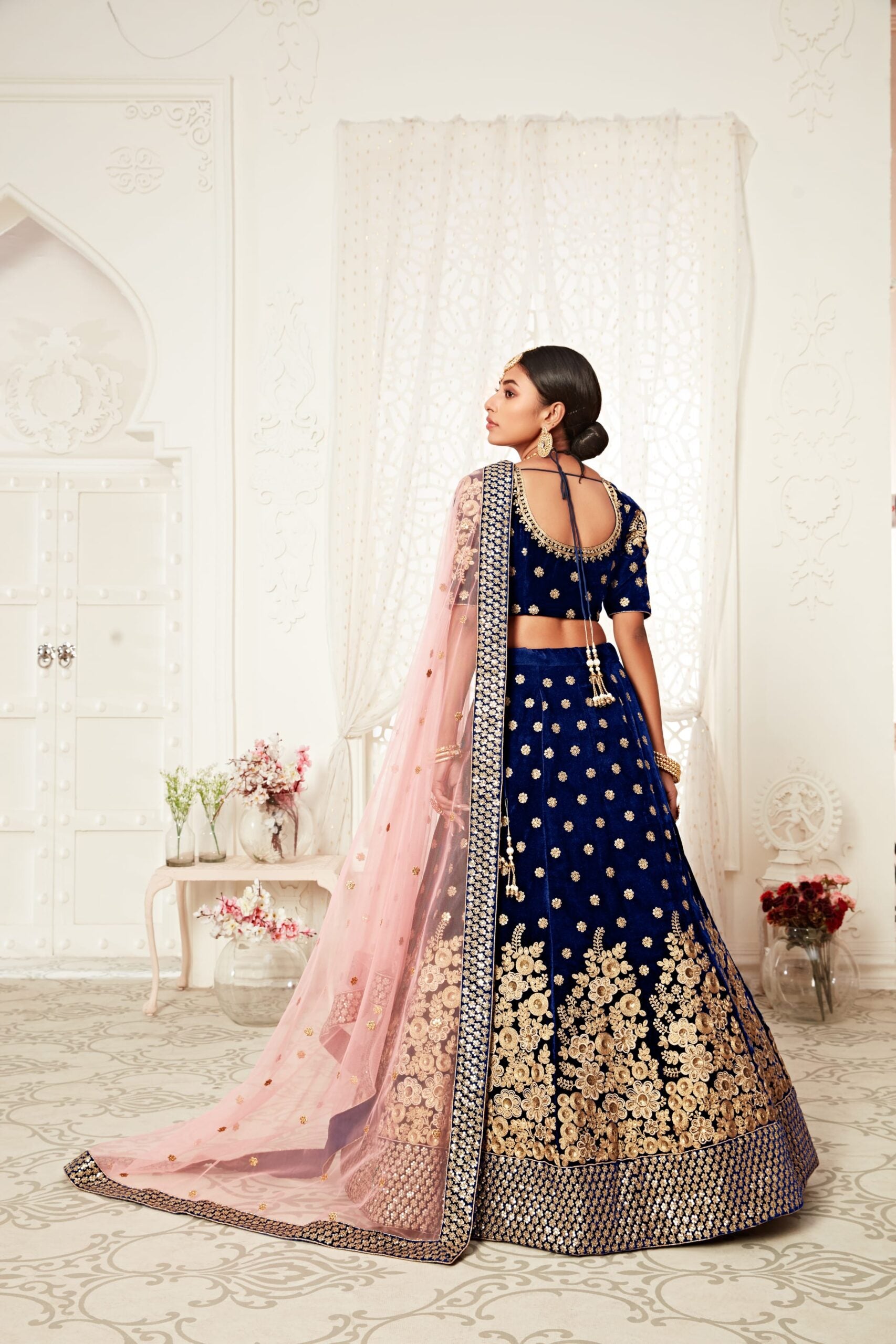 Azure Twilight Sequin Radiance Bridal Lehenga Choli