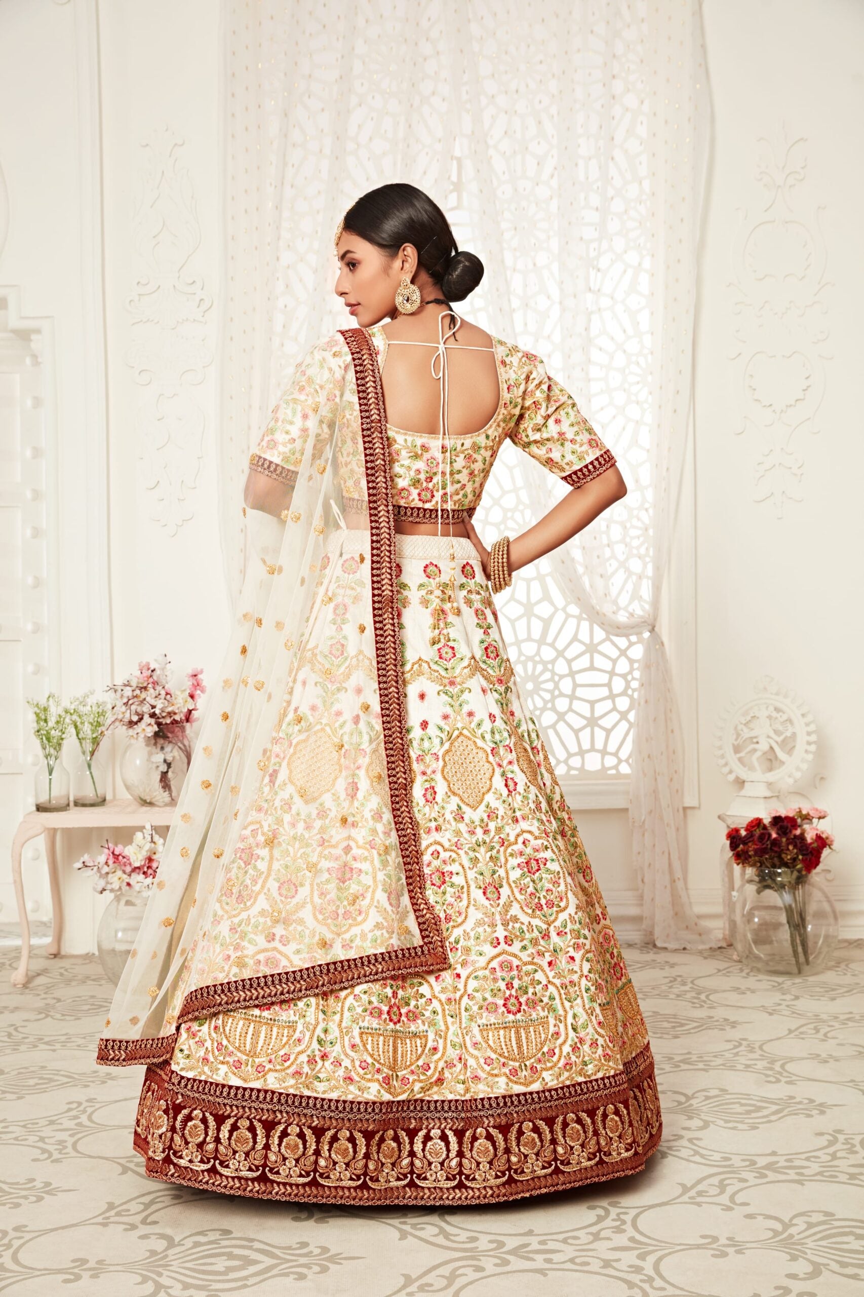Off-White Serenade Zari Embroidered Bridal Lehenga Choli