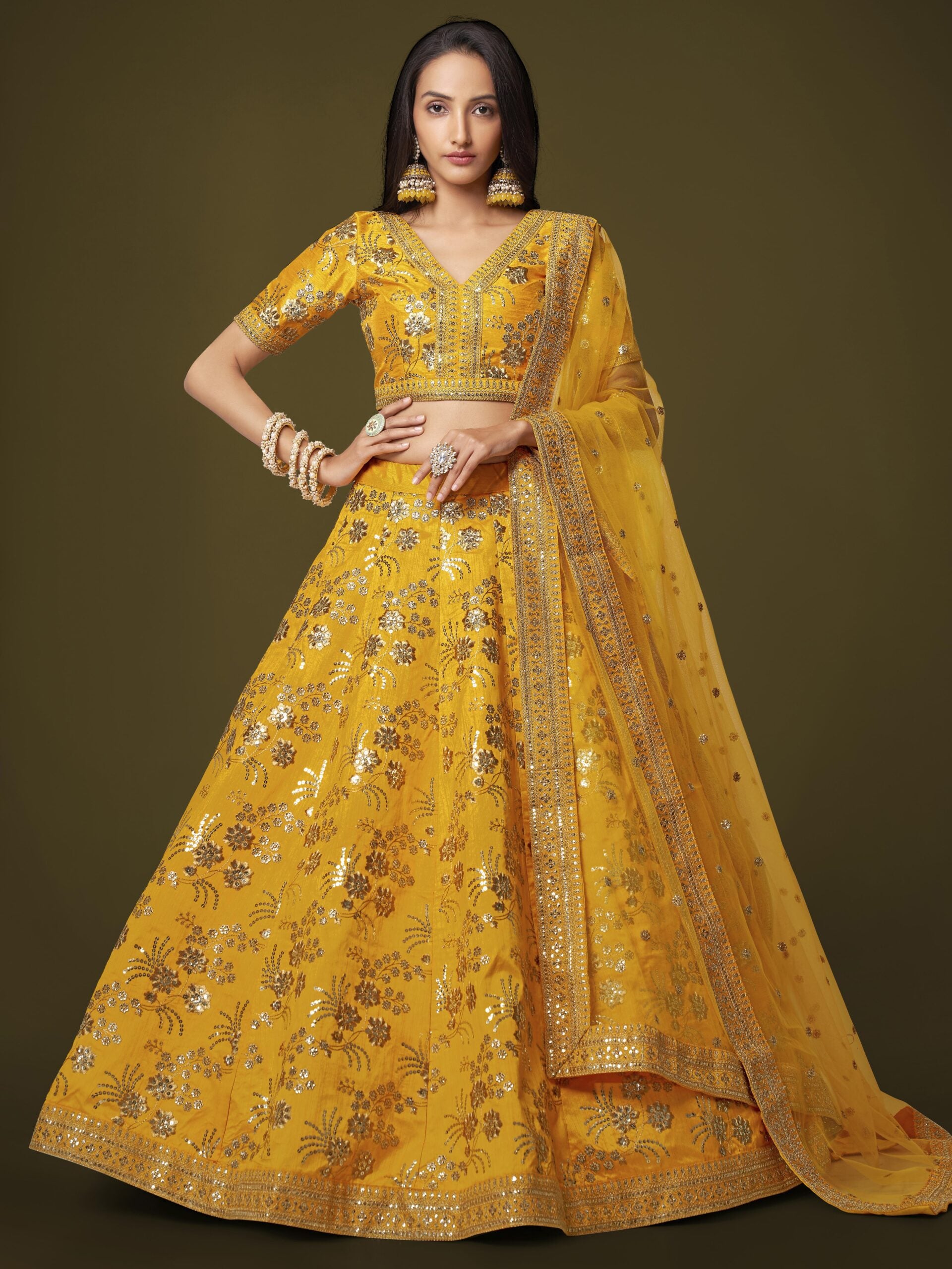 Golden Sunburst Zari Splendor Lehengha Choli
