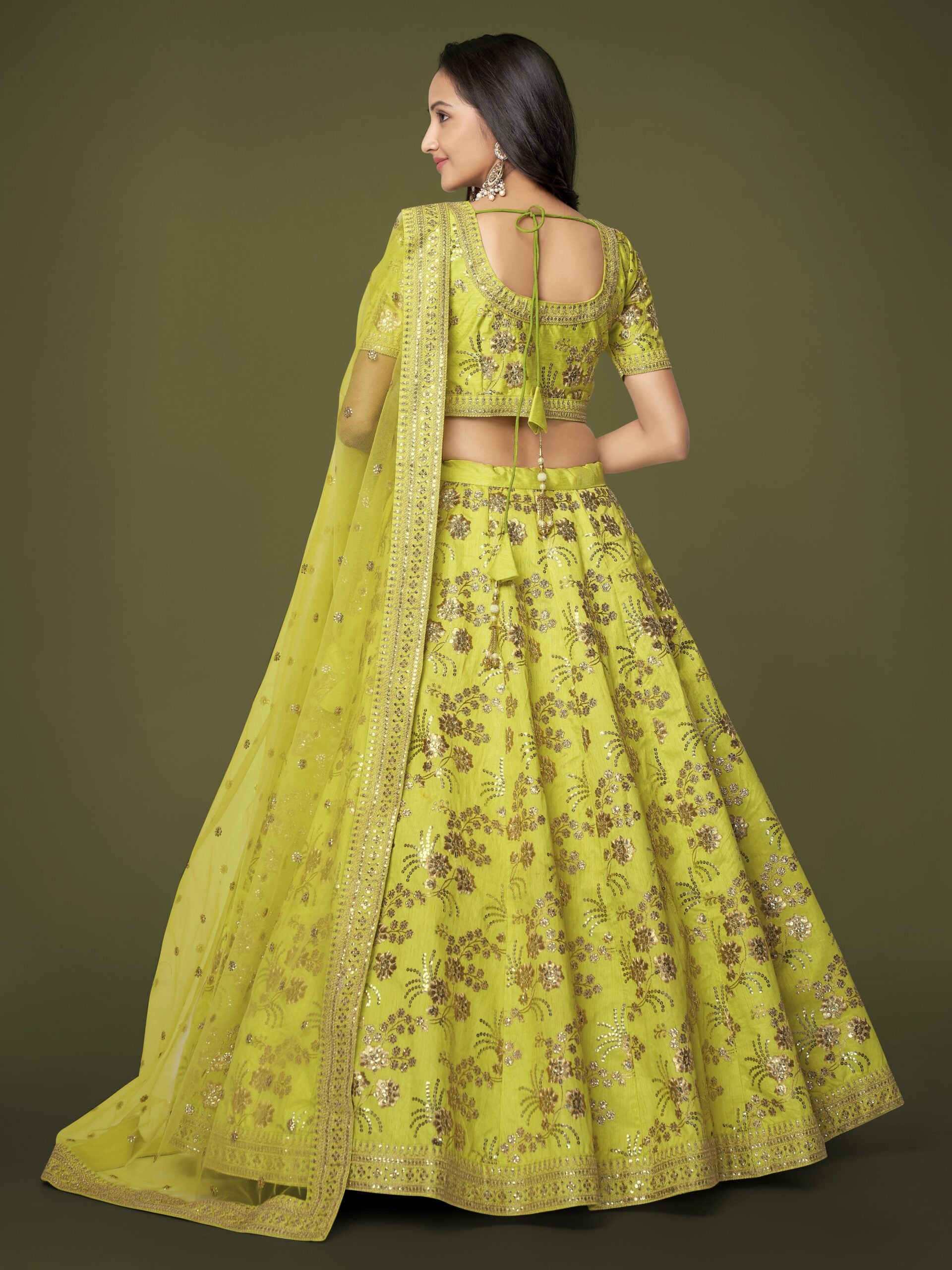 Neon Enigma Delight Awe-inspiring Slub Silk Lehengha Choli