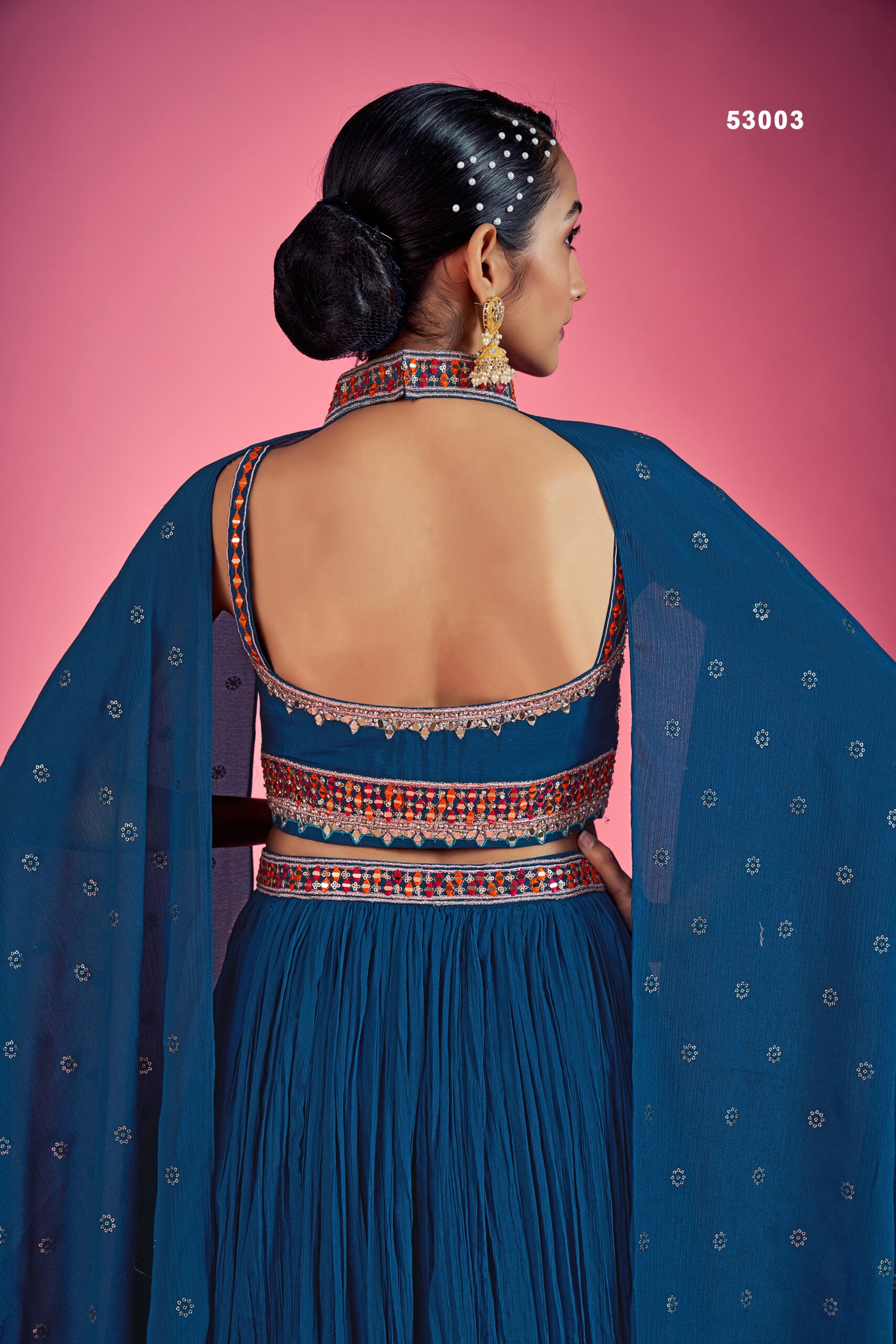 Chinon Blue Bliss Miror And Zardosi Lehengha Choli