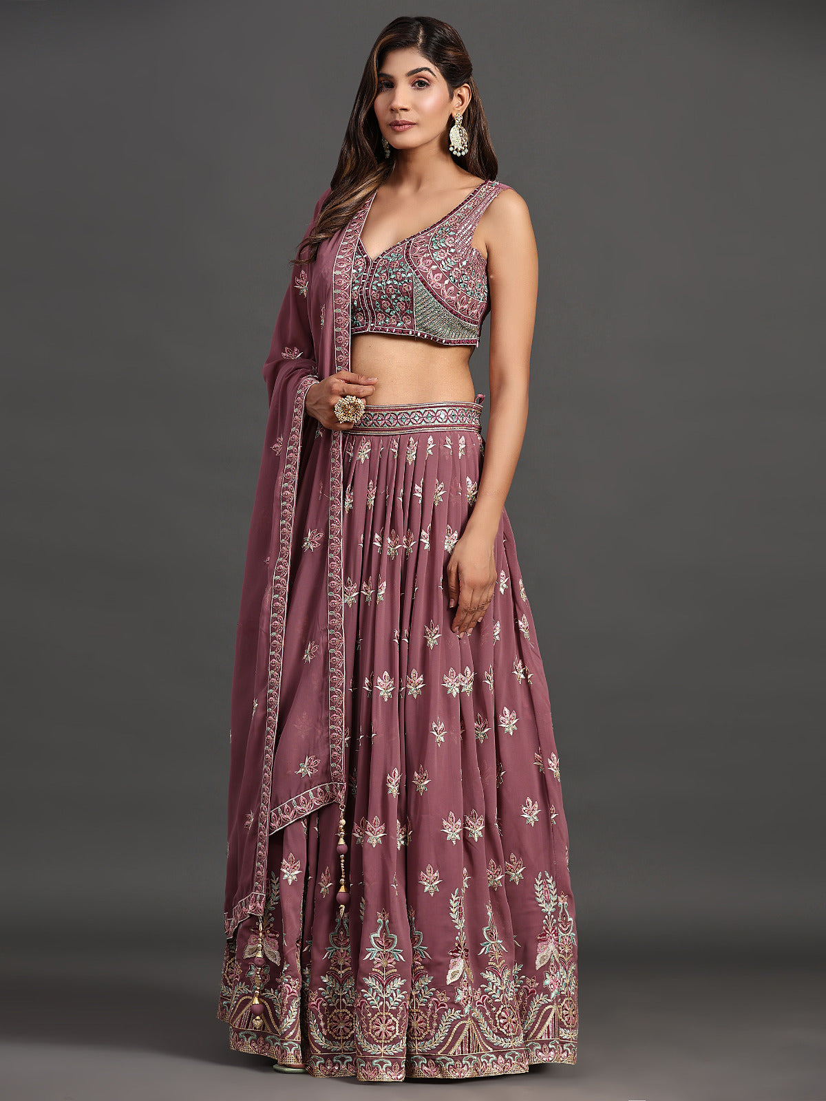 Moonlit Mauve Threadwork Treasure Lehenga Choli