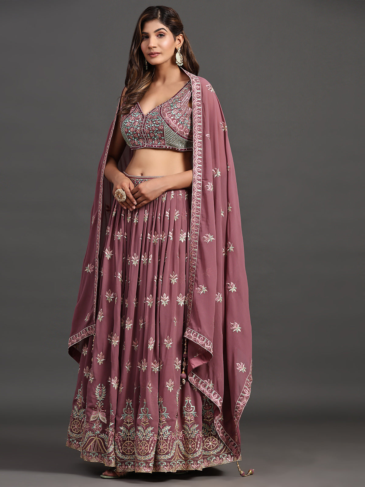 Moonlit Mauve Threadwork Treasure Lehenga Choli