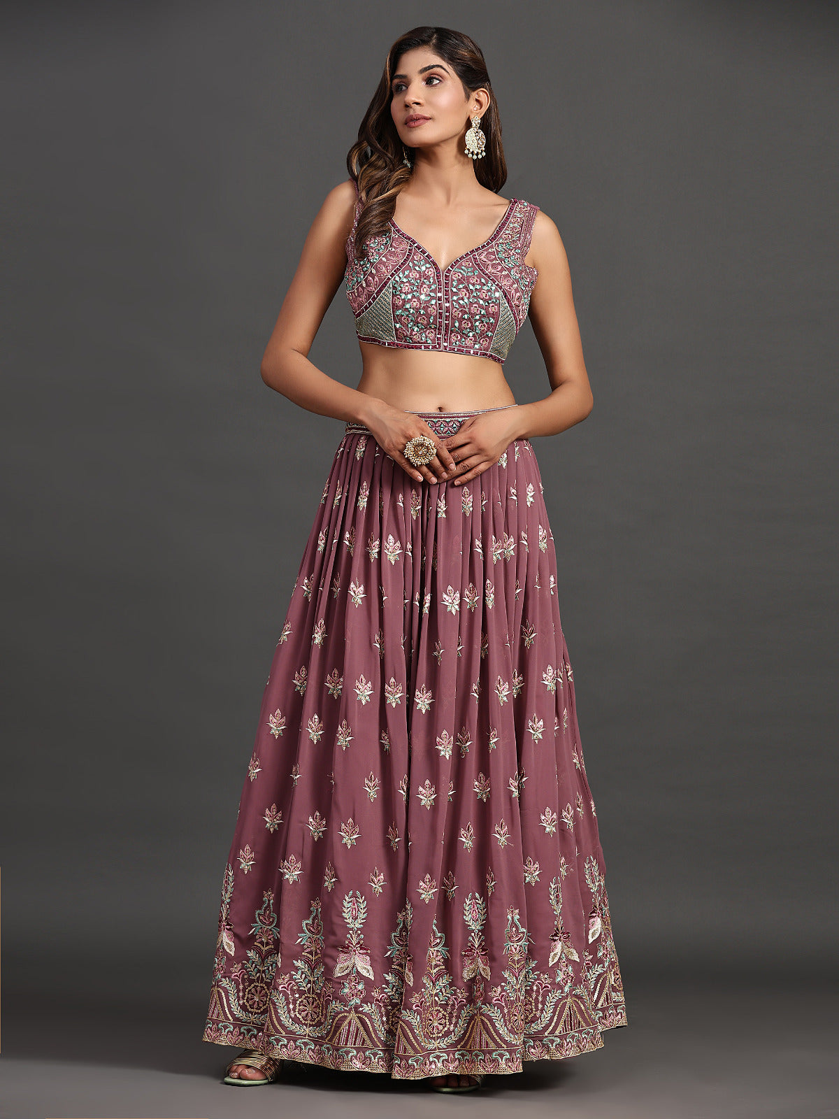 Moonlit Mauve Threadwork Treasure Lehenga Choli