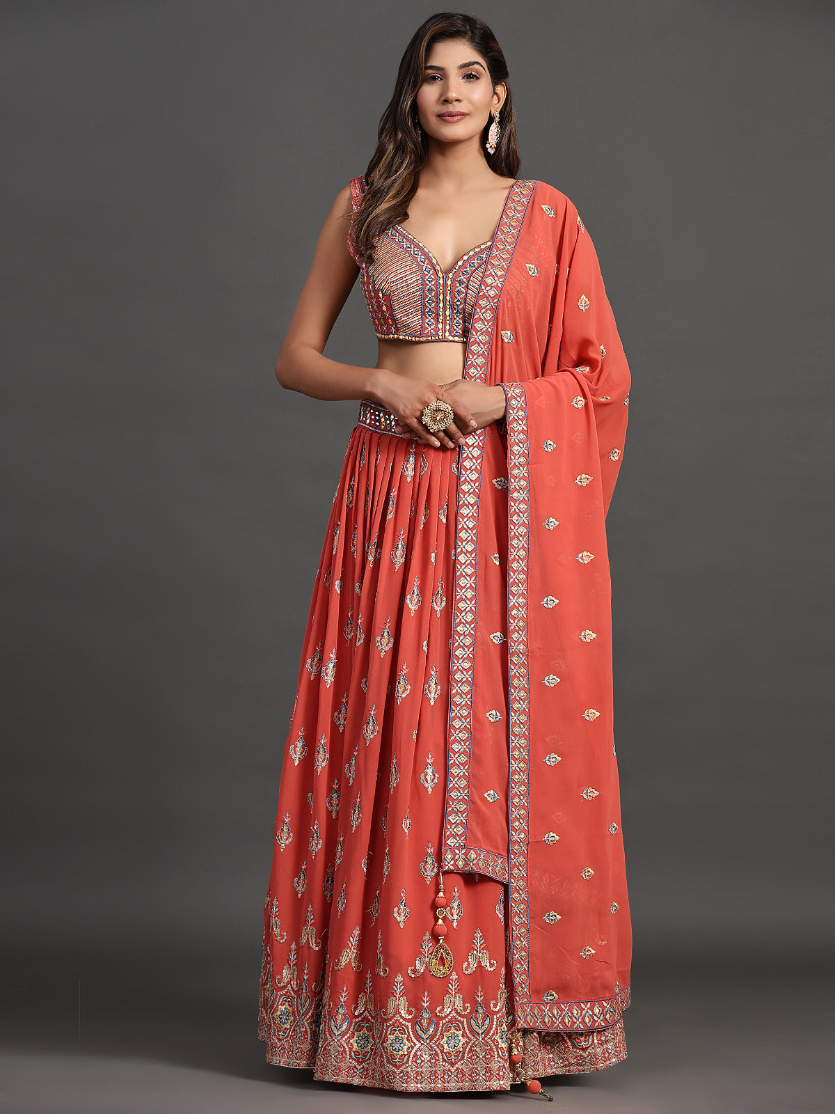 Coral Cove Georgette Mirage Lehenga Choli