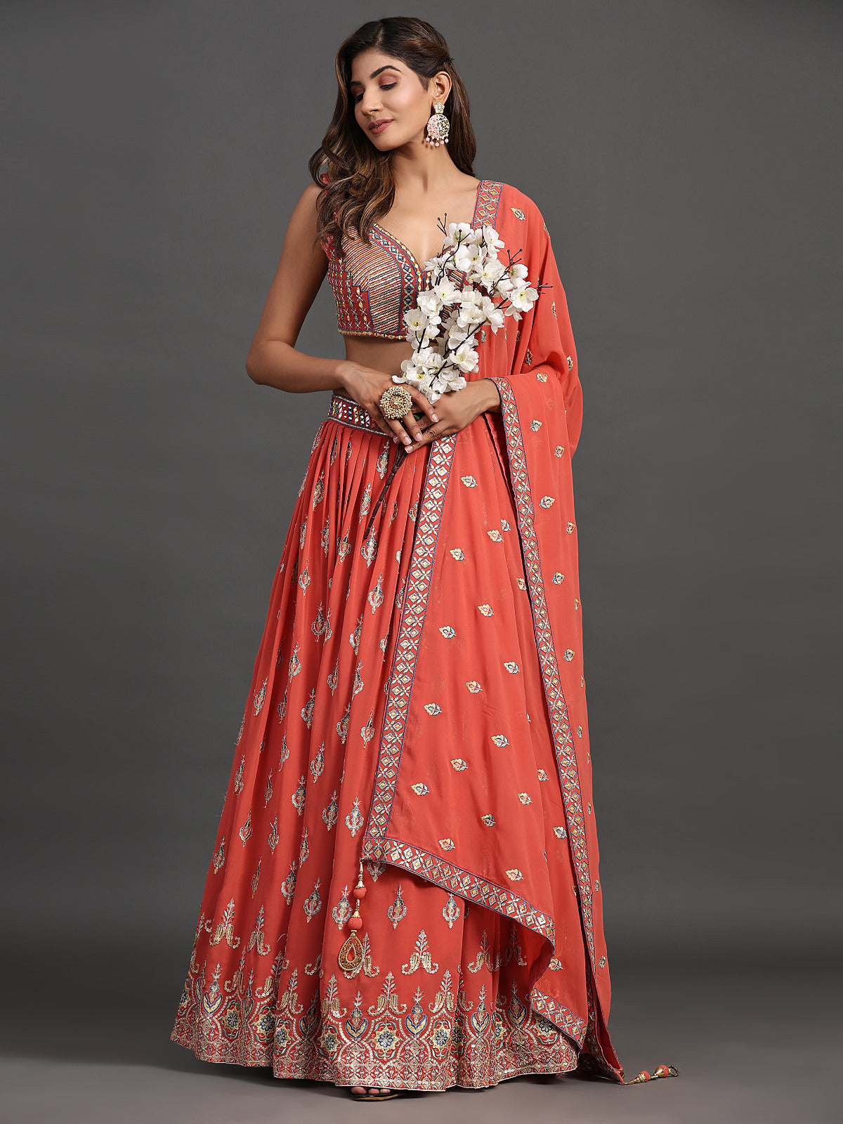 Coral Cove Georgette Mirage Lehenga Choli