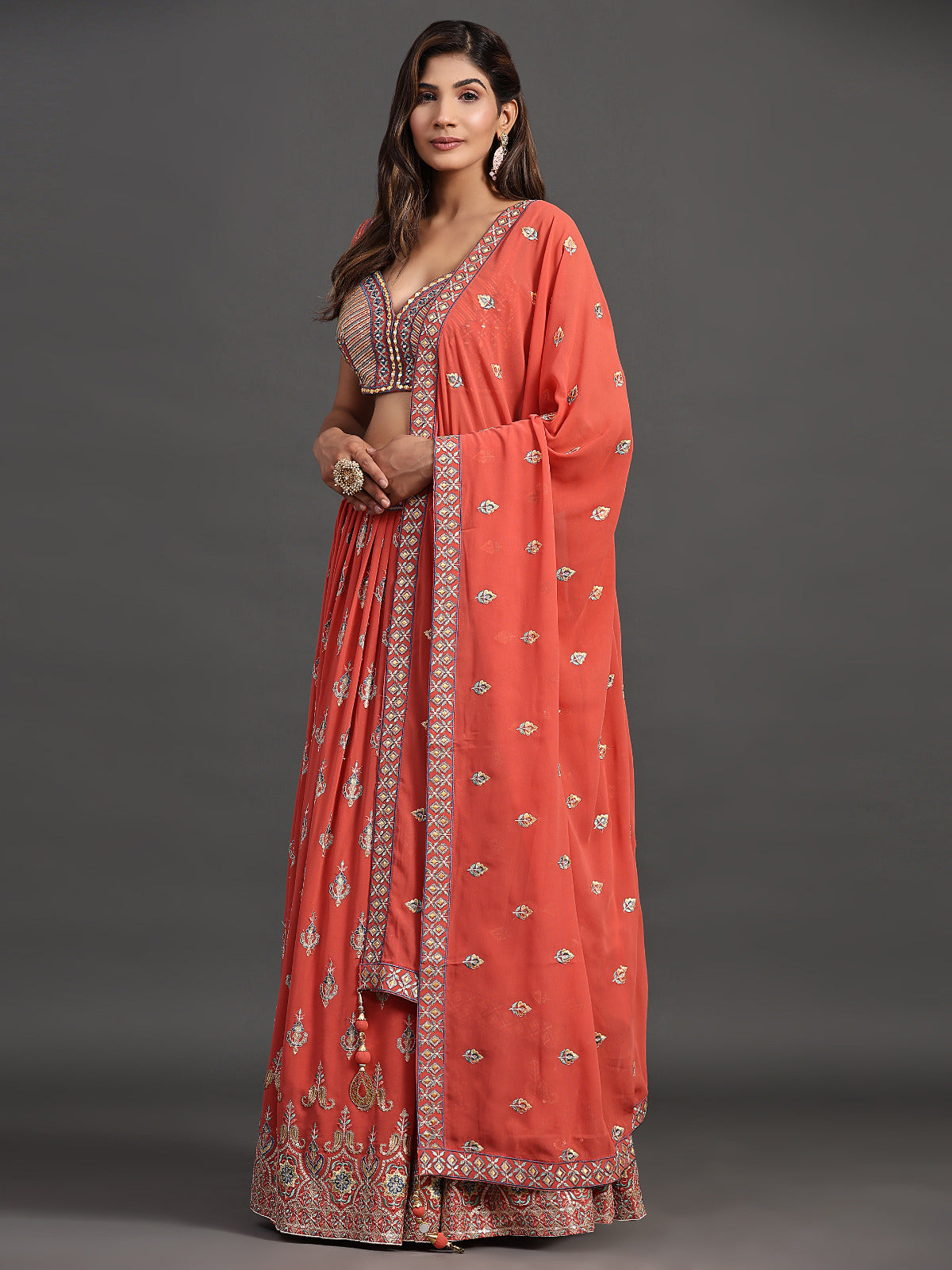 Coral Cove Georgette Mirage Lehenga Choli